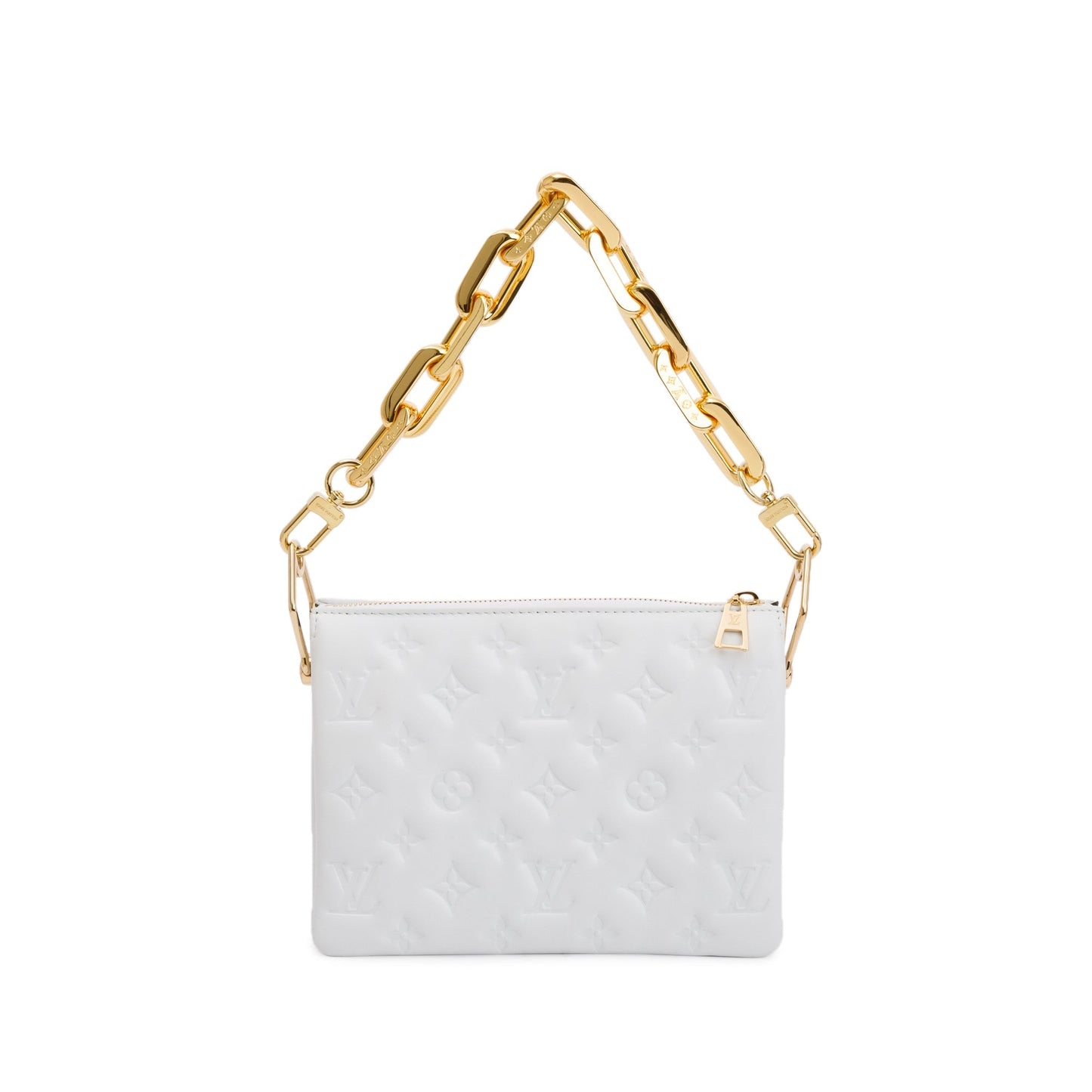 Louis Vuitton 2022 White Monogram Embossed Lambskin Leather Coussin BB