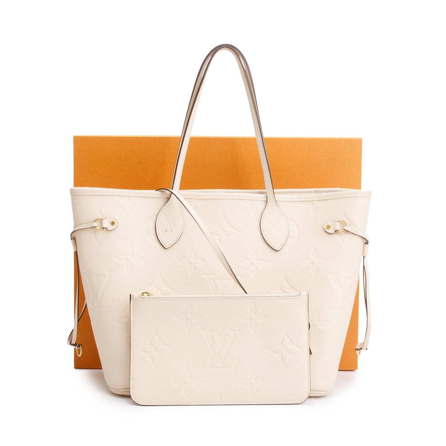 Louis Vuitton 2022 White Monogram Empreinte Leather Neverfull MM