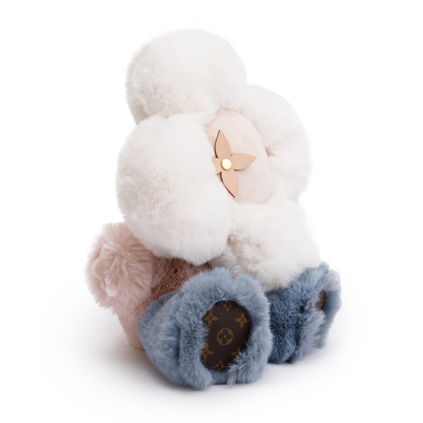 Louis Vuitton 2022 White, Pink & Blue Faux Fur Monogram Trim Doudou Vivienne Plush Toy