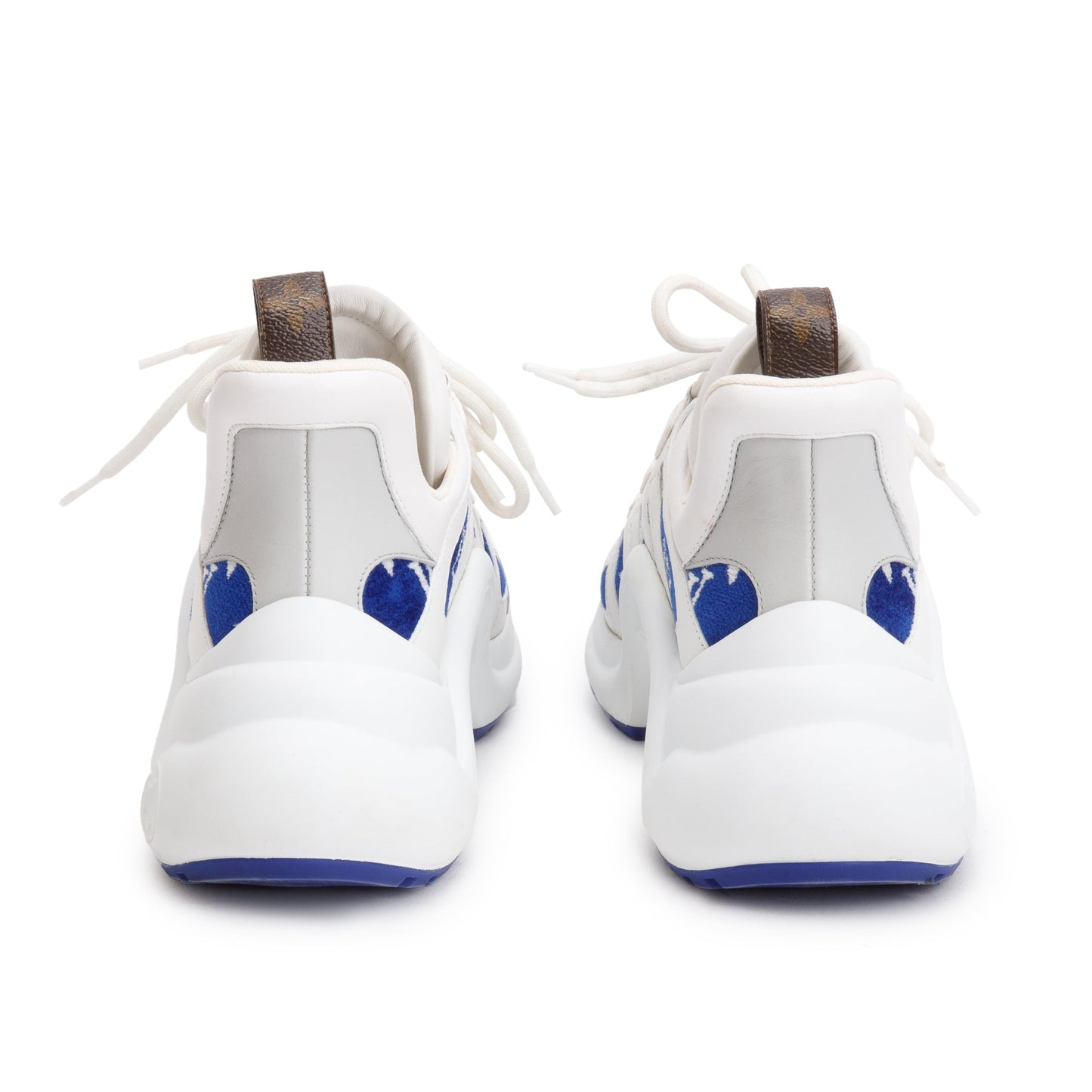 Louis Vuitton 2022 White/Blue Monogram Velvet & Leather LV Archlight Sneakers, Size 37