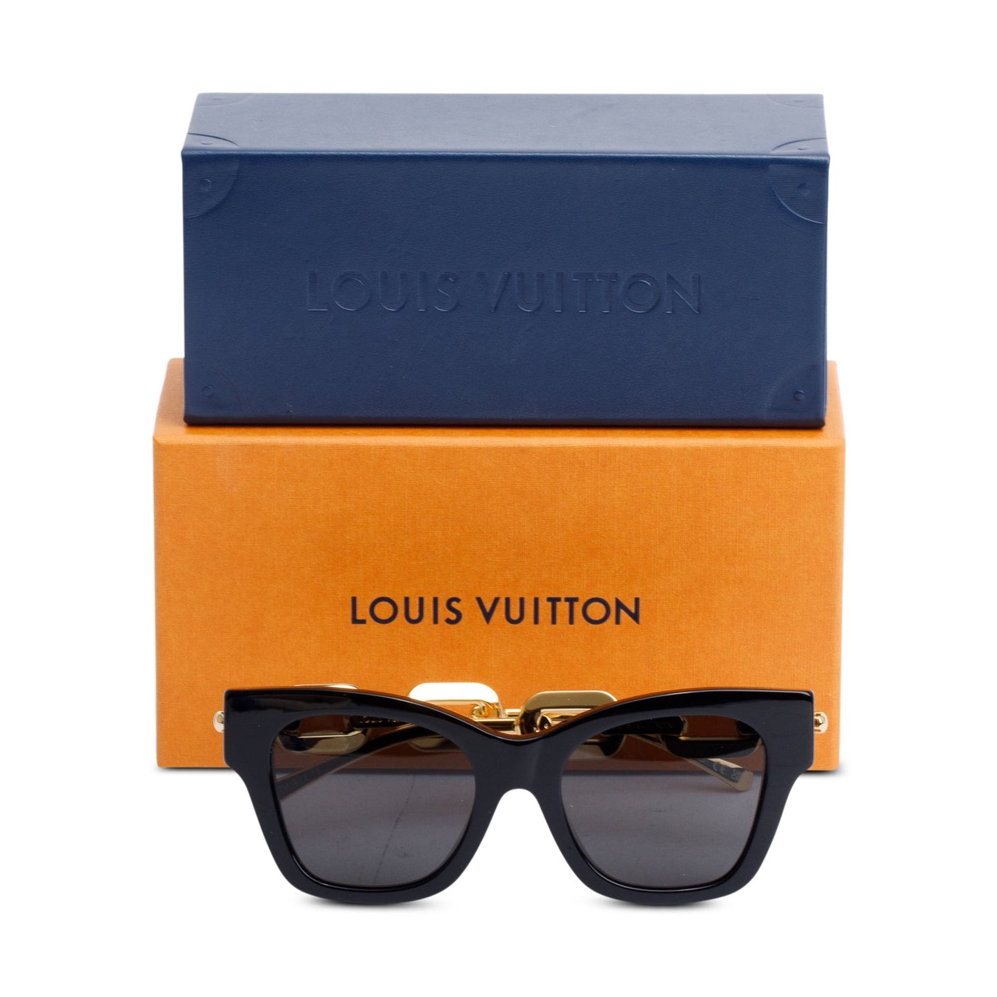 Louis Vuitton 2022 Z1631E Black Acetate Metal LV Edge Cat-Eye Sunglasses