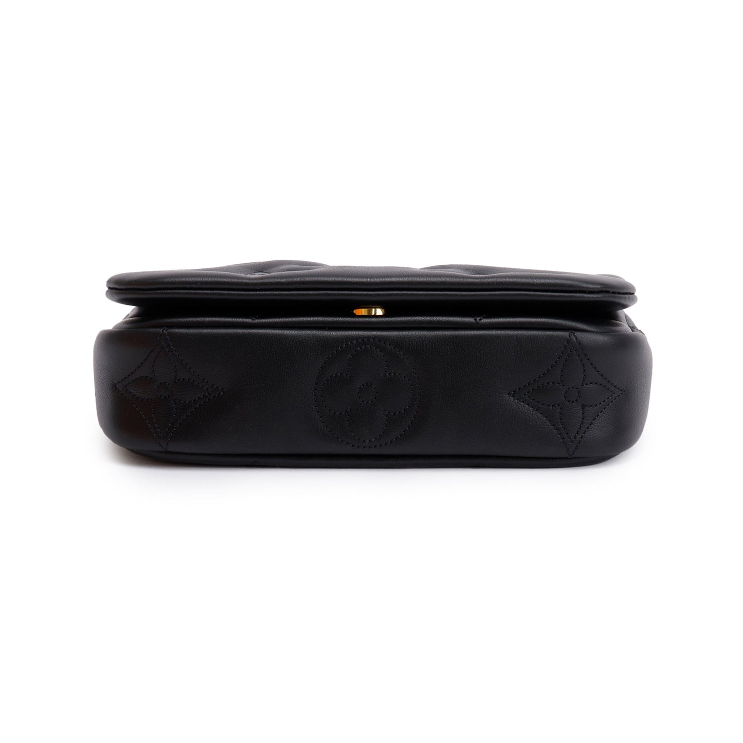 Louis Vuitton 2023 Black Bubblegram Calfskin Leather Wallet On Strap