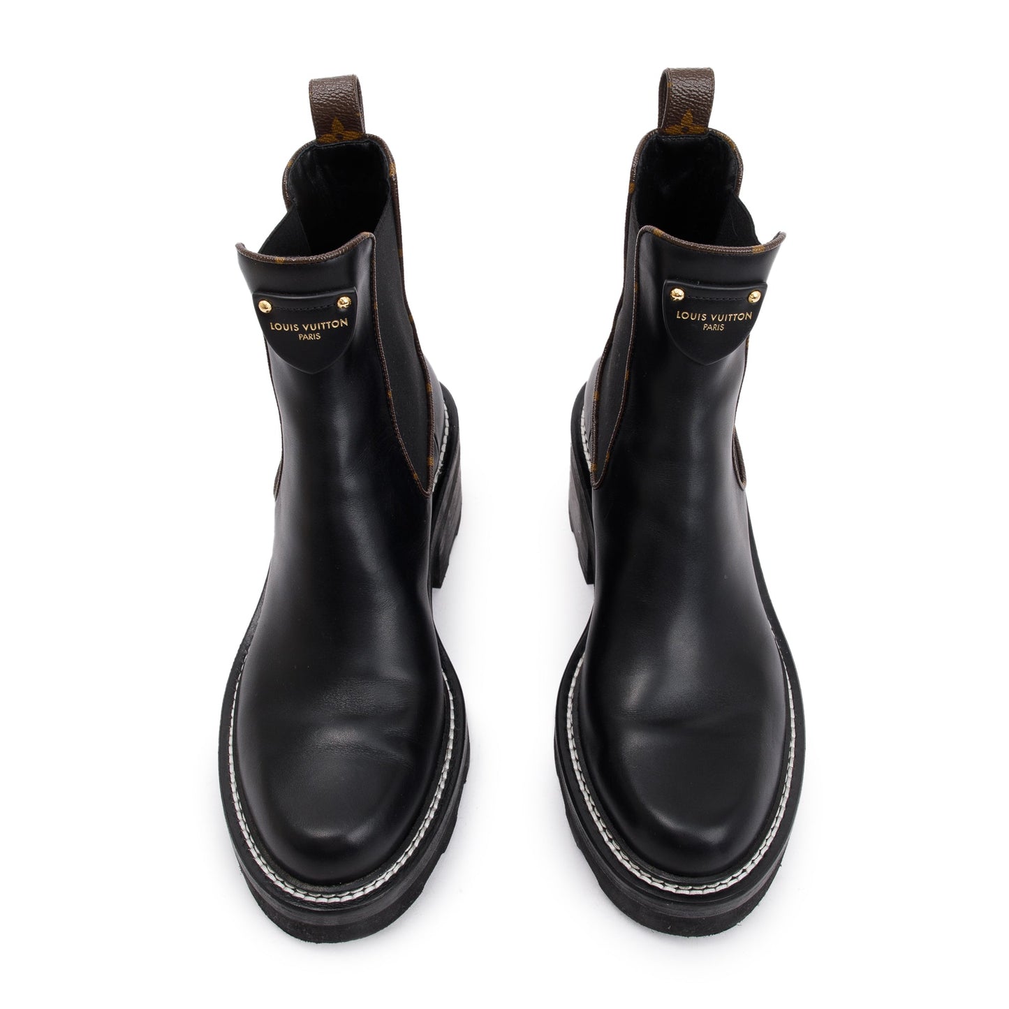 Louis Vuitton 2023 Black Calfskin Leather Beaubourg Ankle Boots, Size 9
