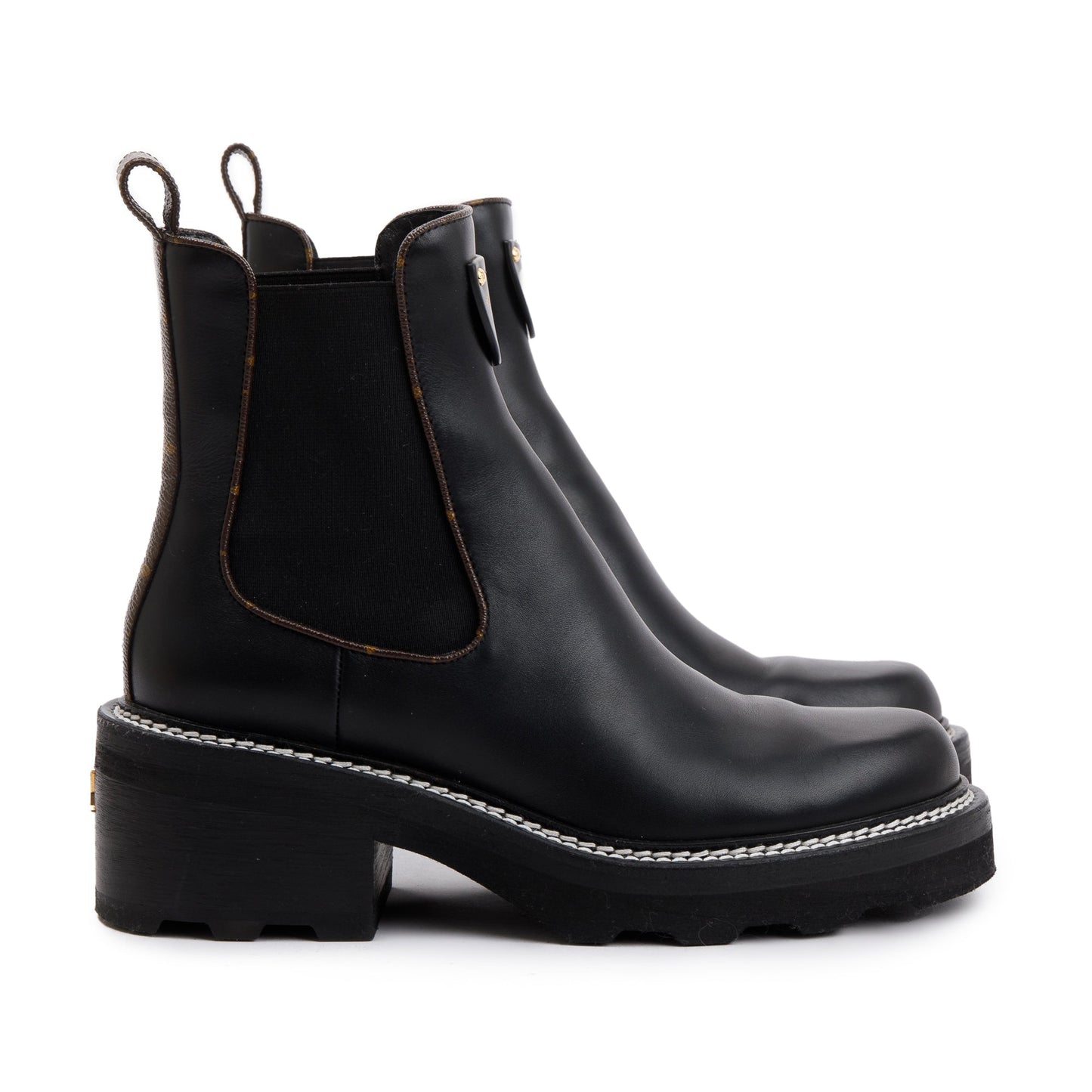 Louis Vuitton 2023 Black Calfskin Leather Beaubourg Ankle Boots, Size 9
