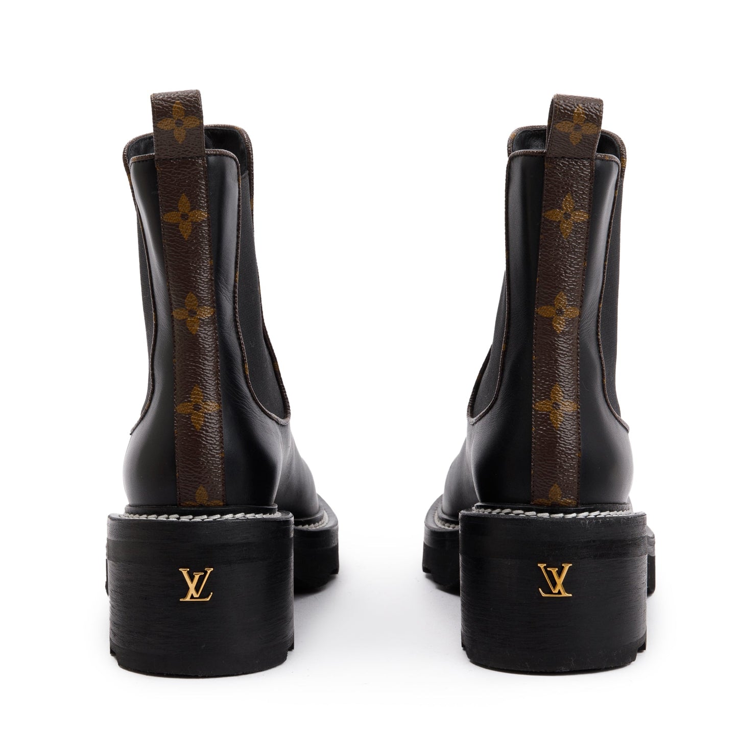 Louis Vuitton 2023 Black Calfskin Leather Beaubourg Ankle Boots, Size 9
