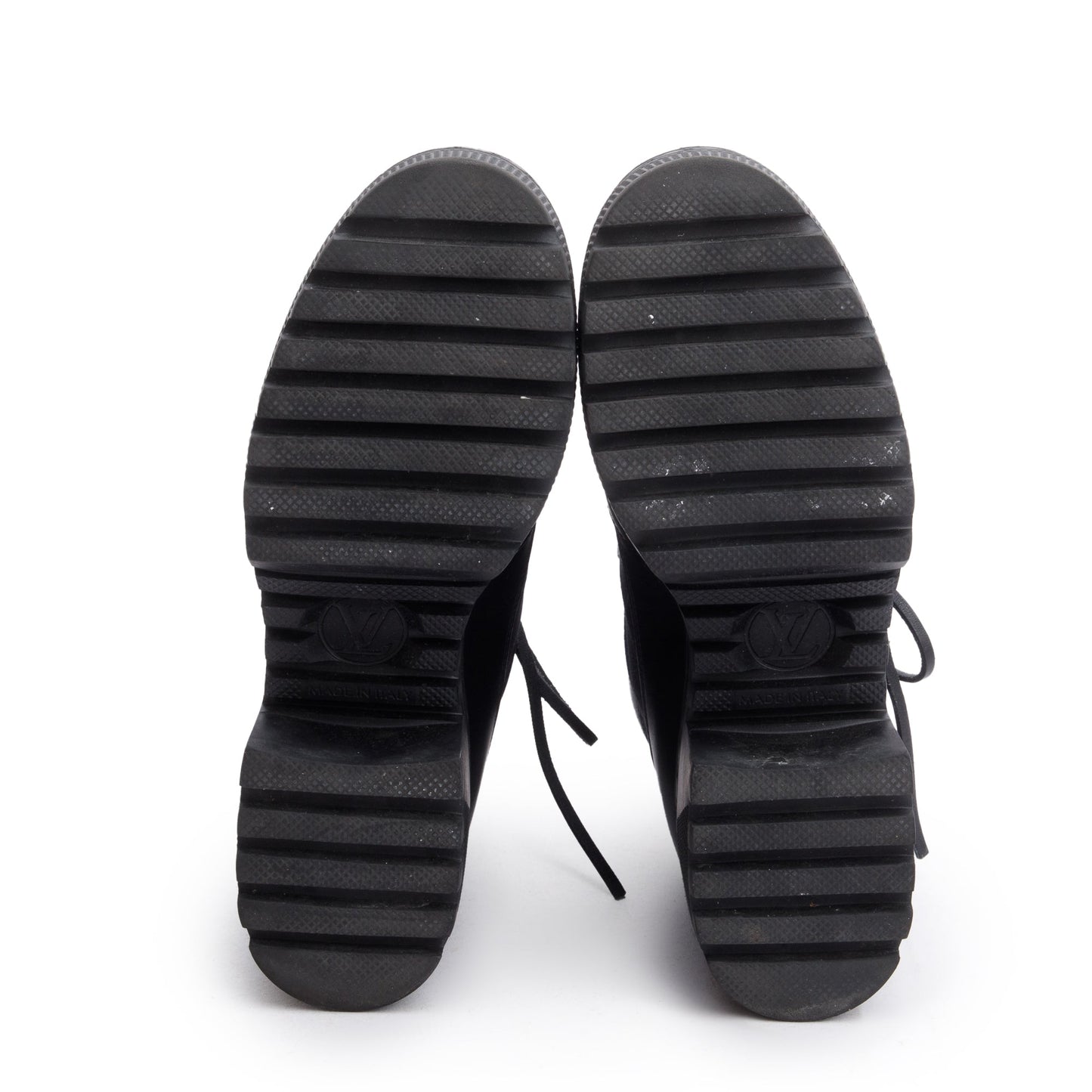 Louis Vuitton 2023 Black Canvas & Leather Laureate Platform Desert Boots, Size 37