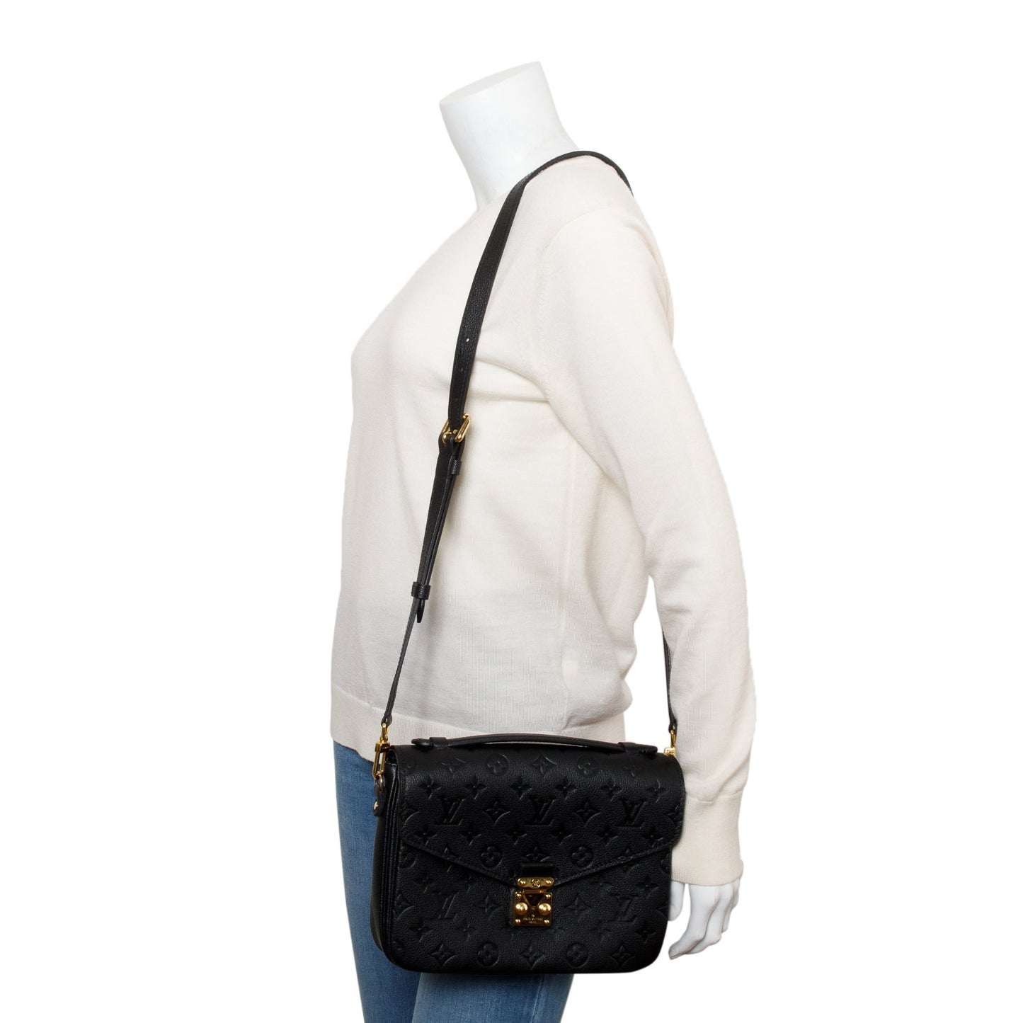 Louis Vuitton 2023 Black Monogram Empreinte Leather Pochette Metis