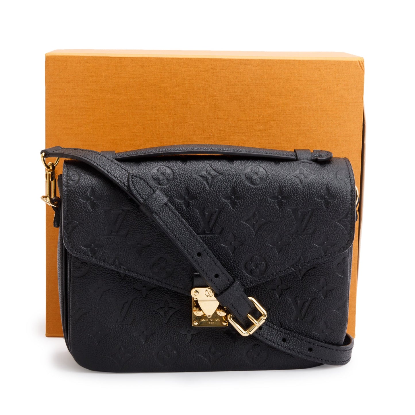 Louis Vuitton 2023 Black Monogram Empreinte Leather Pochette Metis