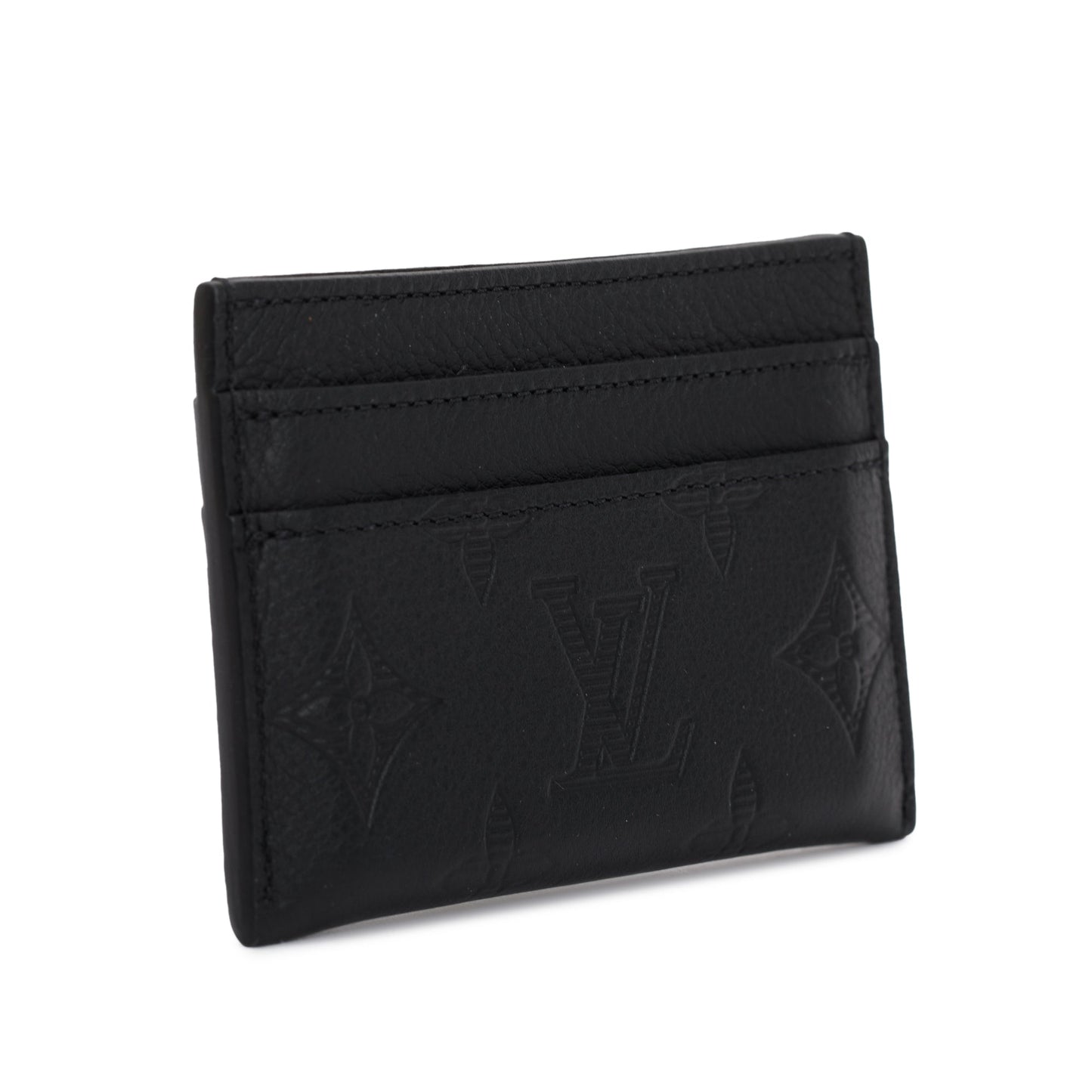 Louis Vuitton 2023 Black Monogram Shadow Calf Leather Double Card Holder