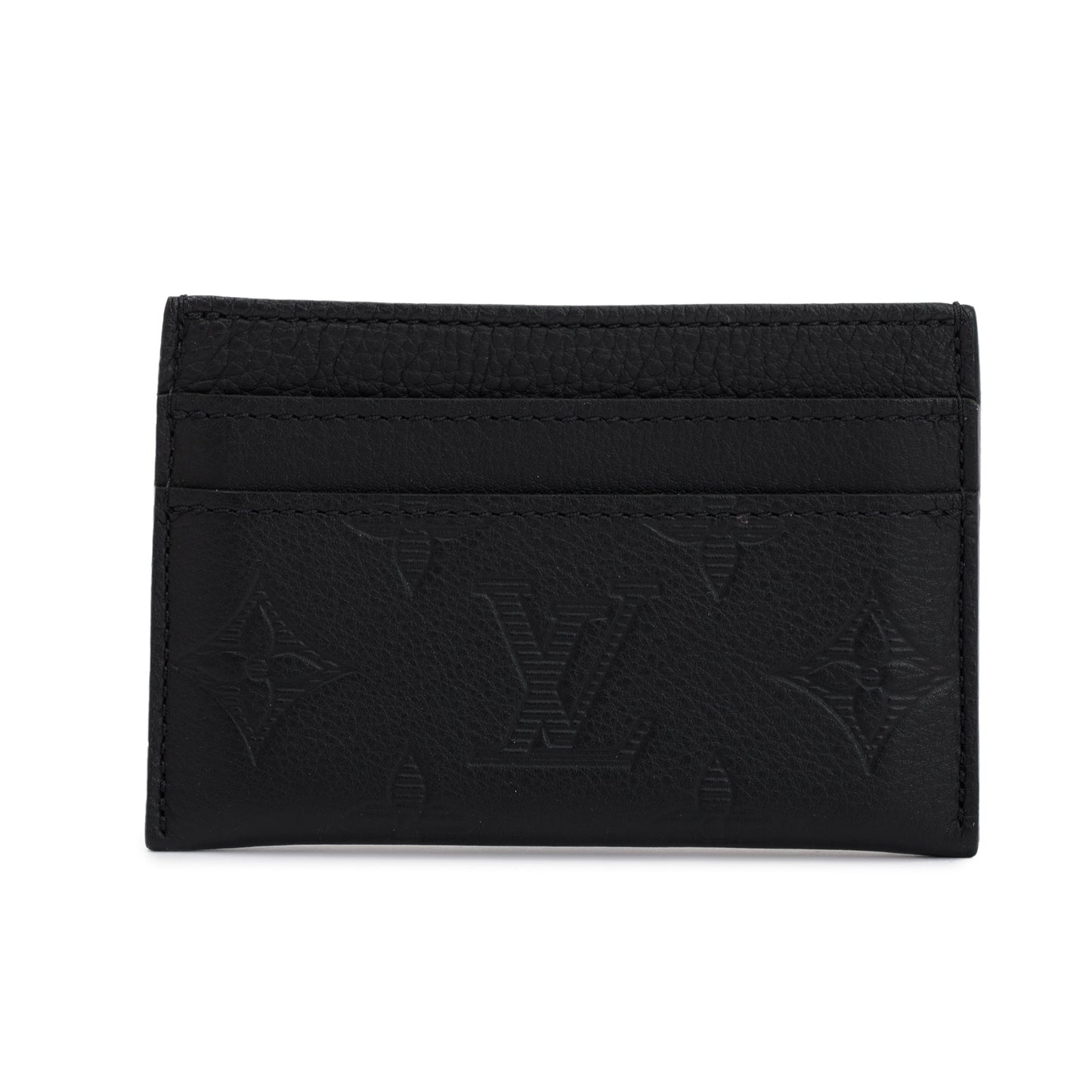Louis Vuitton 2023 Black Monogram Shadow Calf Leather Double Card Holder
