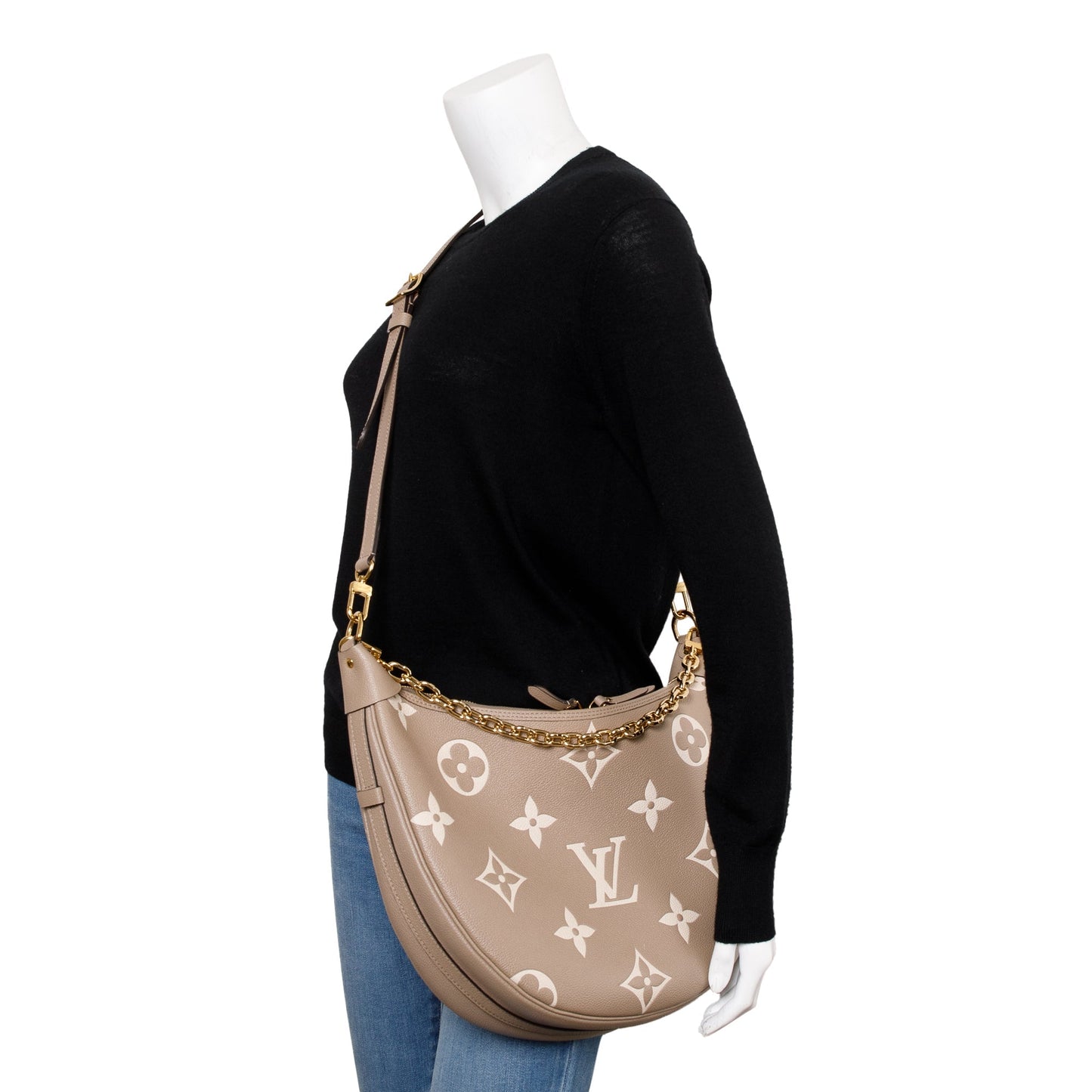 Louis Vuitton 2023 Dove Grey/Creme Bicolor Monogram Empreinte Leather Loop Hobo Bag