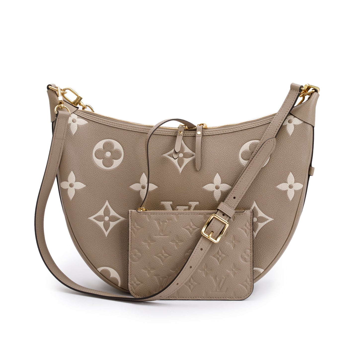 Louis Vuitton 2023 Dove Grey/Creme Bicolor Monogram Empreinte Leather Loop Hobo Bag