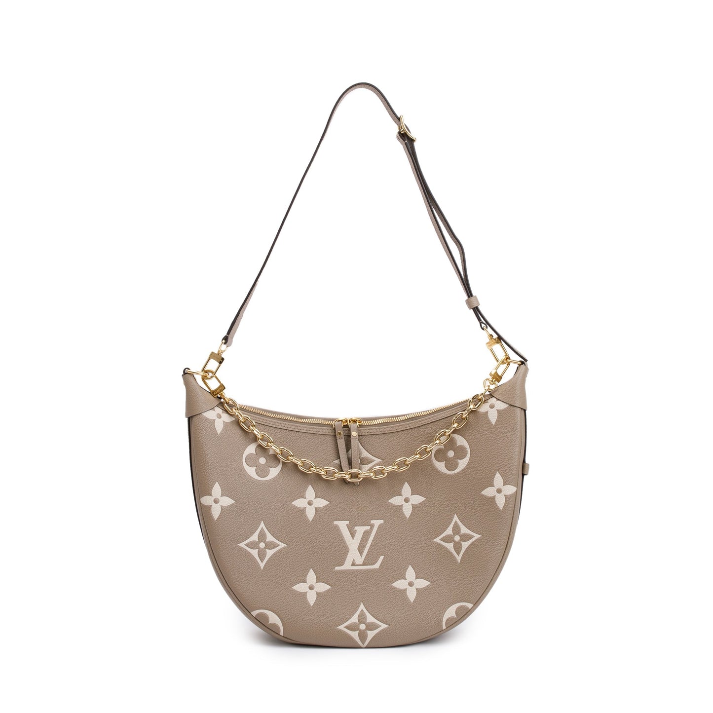 Louis Vuitton 2023 Dove Grey/Creme Bicolor Monogram Empreinte Leather Loop Hobo Bag