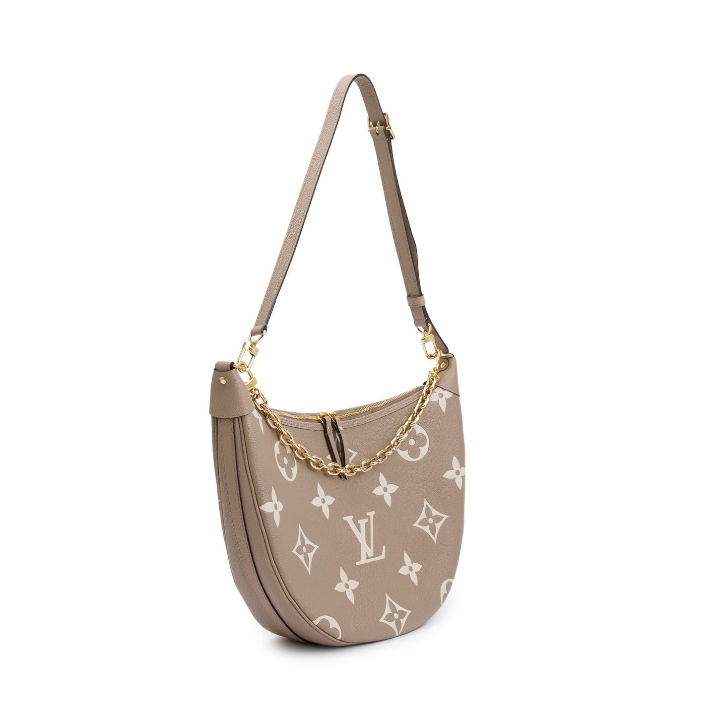 Louis Vuitton 2023 Dove Grey/Creme Bicolor Monogram Empreinte Leather Loop Hobo Bag