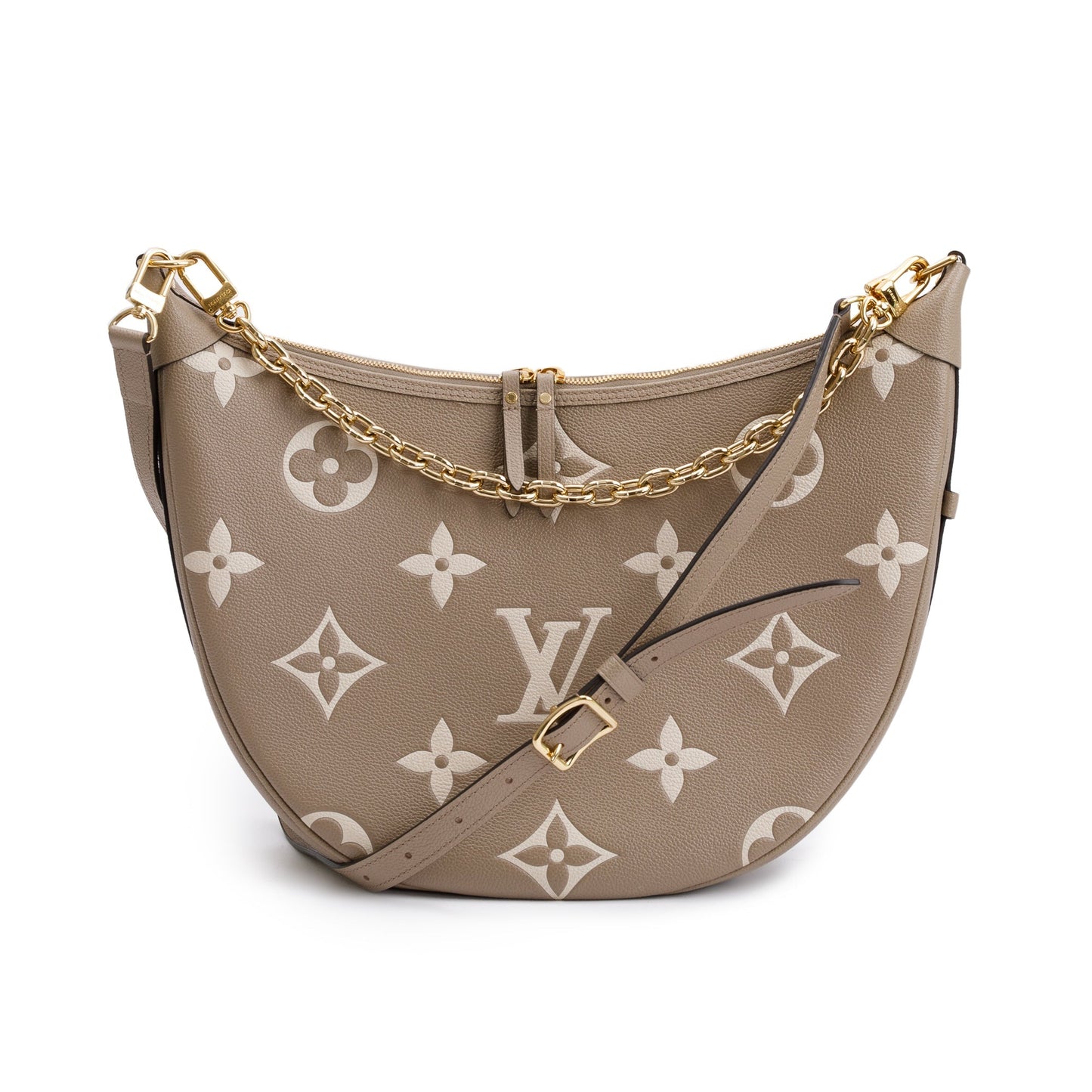 Louis Vuitton 2023 Dove Grey/Creme Bicolor Monogram Empreinte Leather Loop Hobo Bag