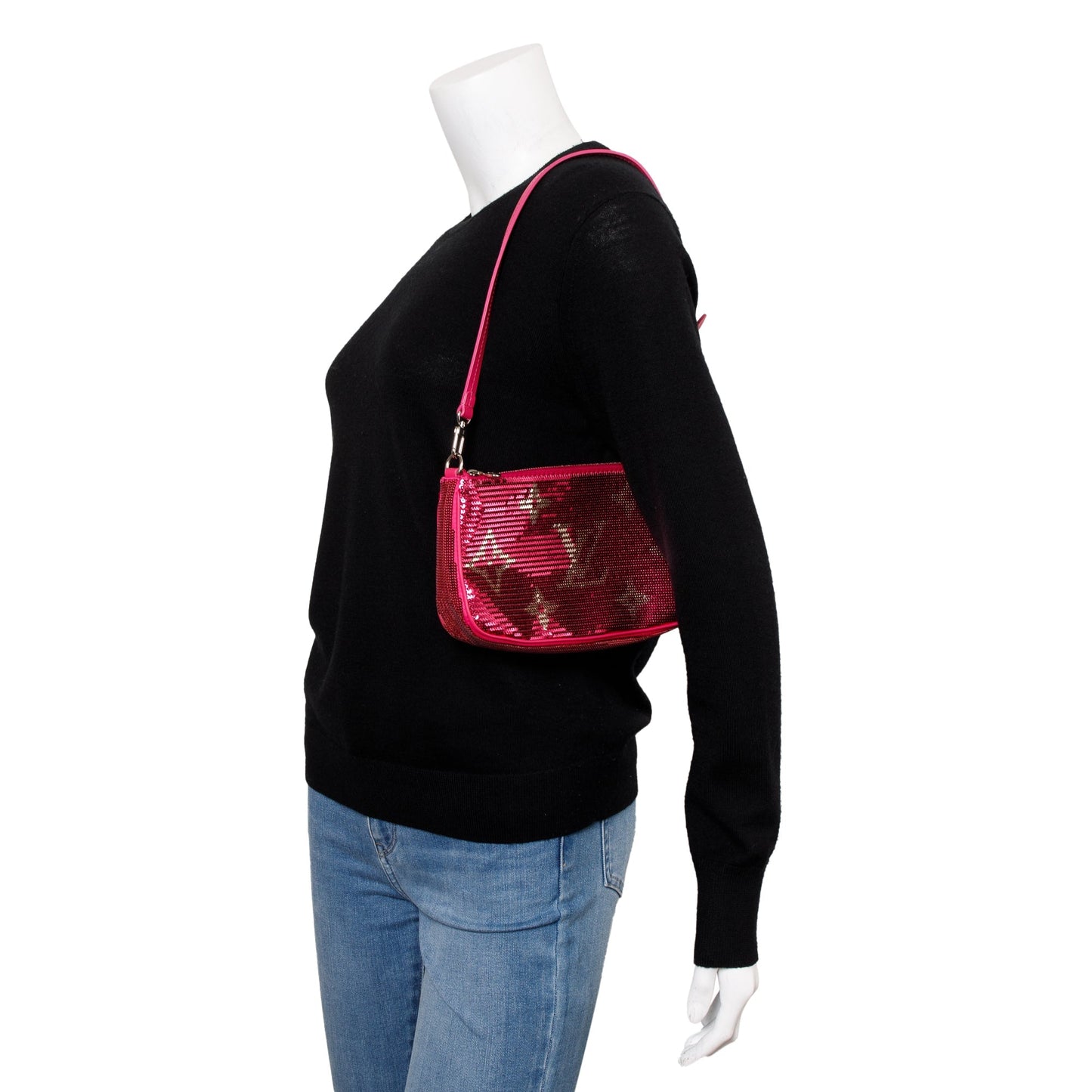 Louis Vuitton 2023 Fuchsia Silver Monogram Giant Sequins Pochette Accessoires