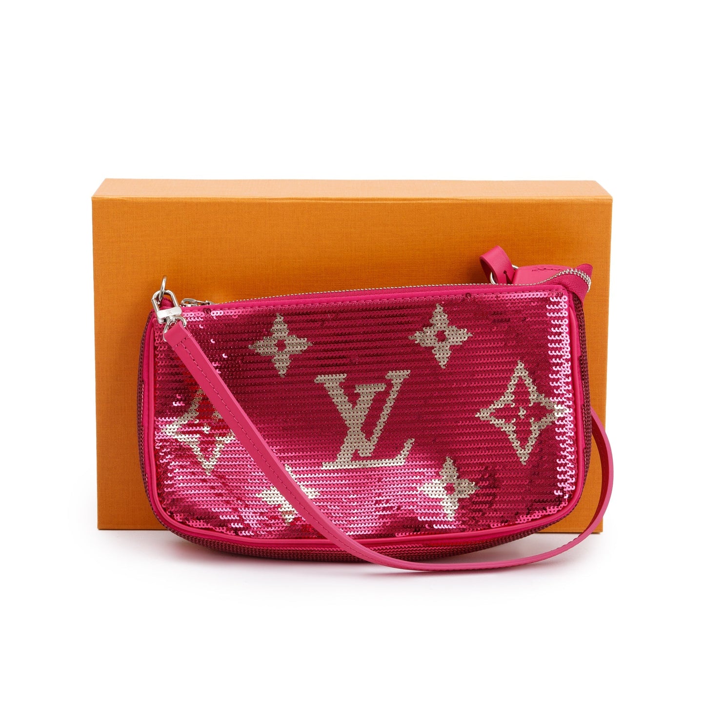 Louis Vuitton 2023 Fuchsia Silver Monogram Giant Sequins Pochette Accessoires