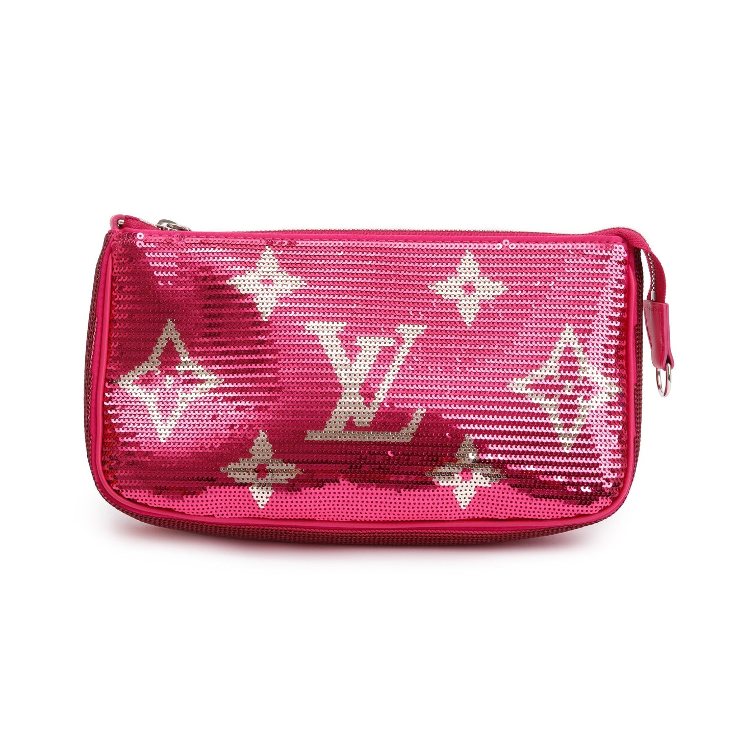 Louis Vuitton 2023 Fuchsia Silver Monogram Giant Sequins Pochette Accessoires