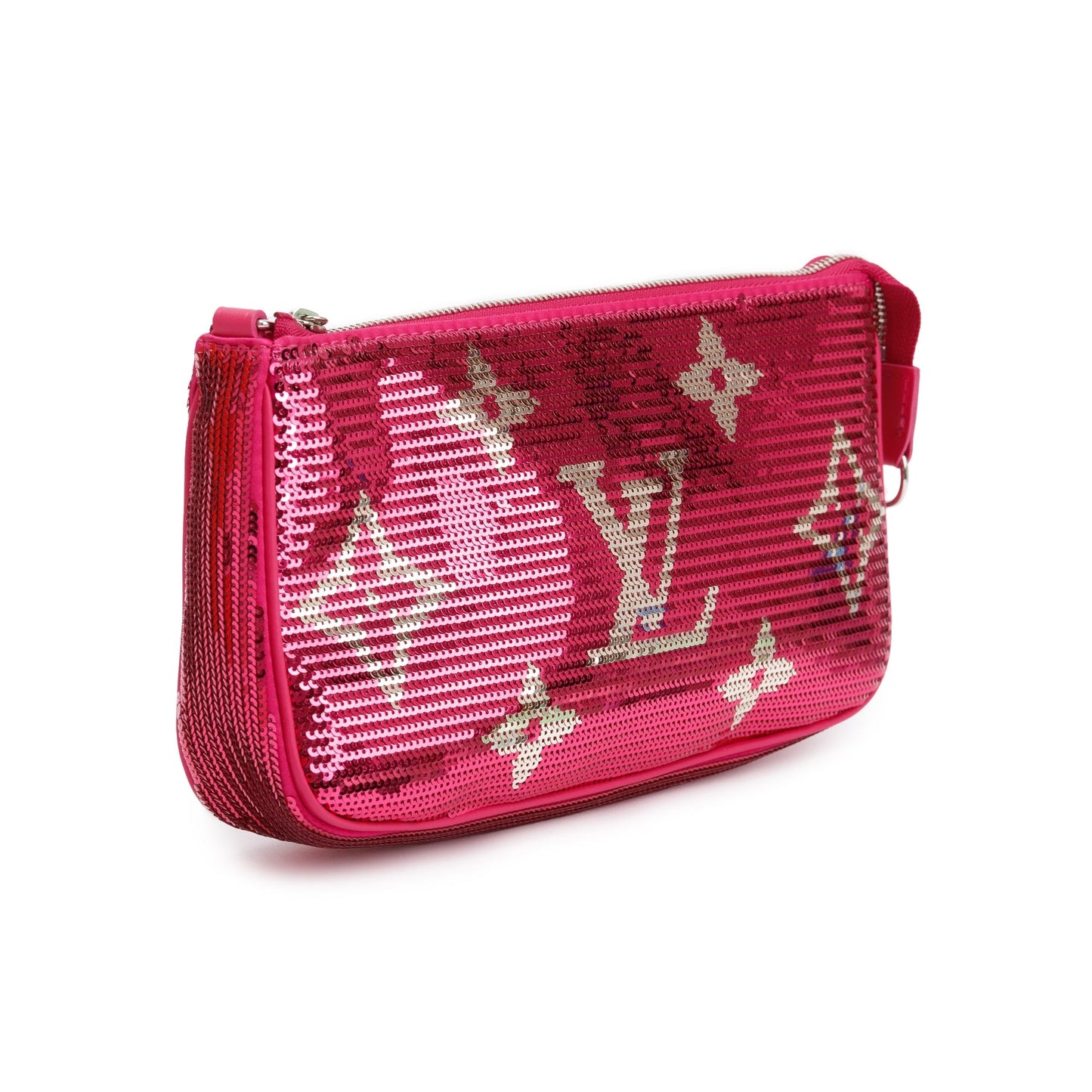 Louis Vuitton 2023 Fuchsia Silver Monogram Giant Sequins Pochette Accessoires