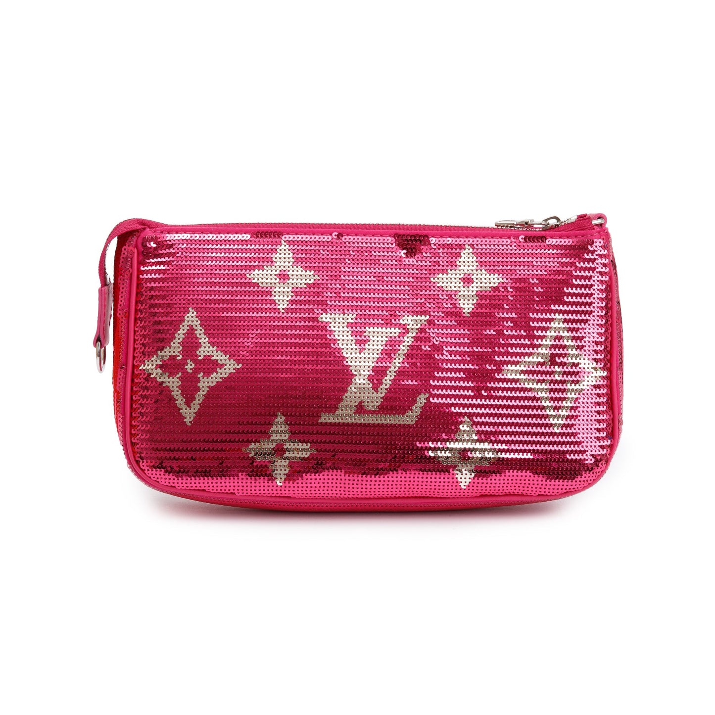 Louis Vuitton 2023 Fuchsia Silver Monogram Giant Sequins Pochette Accessoires