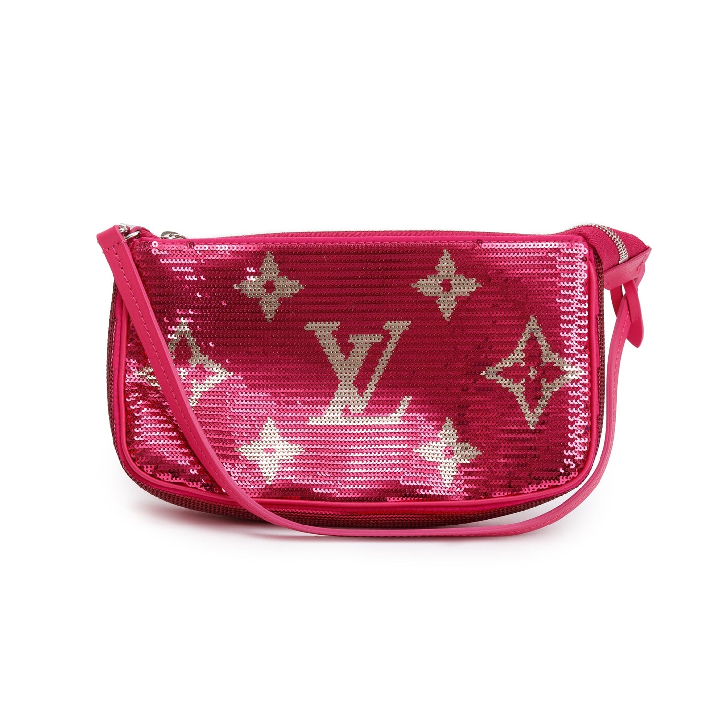 Louis Vuitton 2023 Fuchsia Silver Monogram Giant Sequins Pochette Accessoires