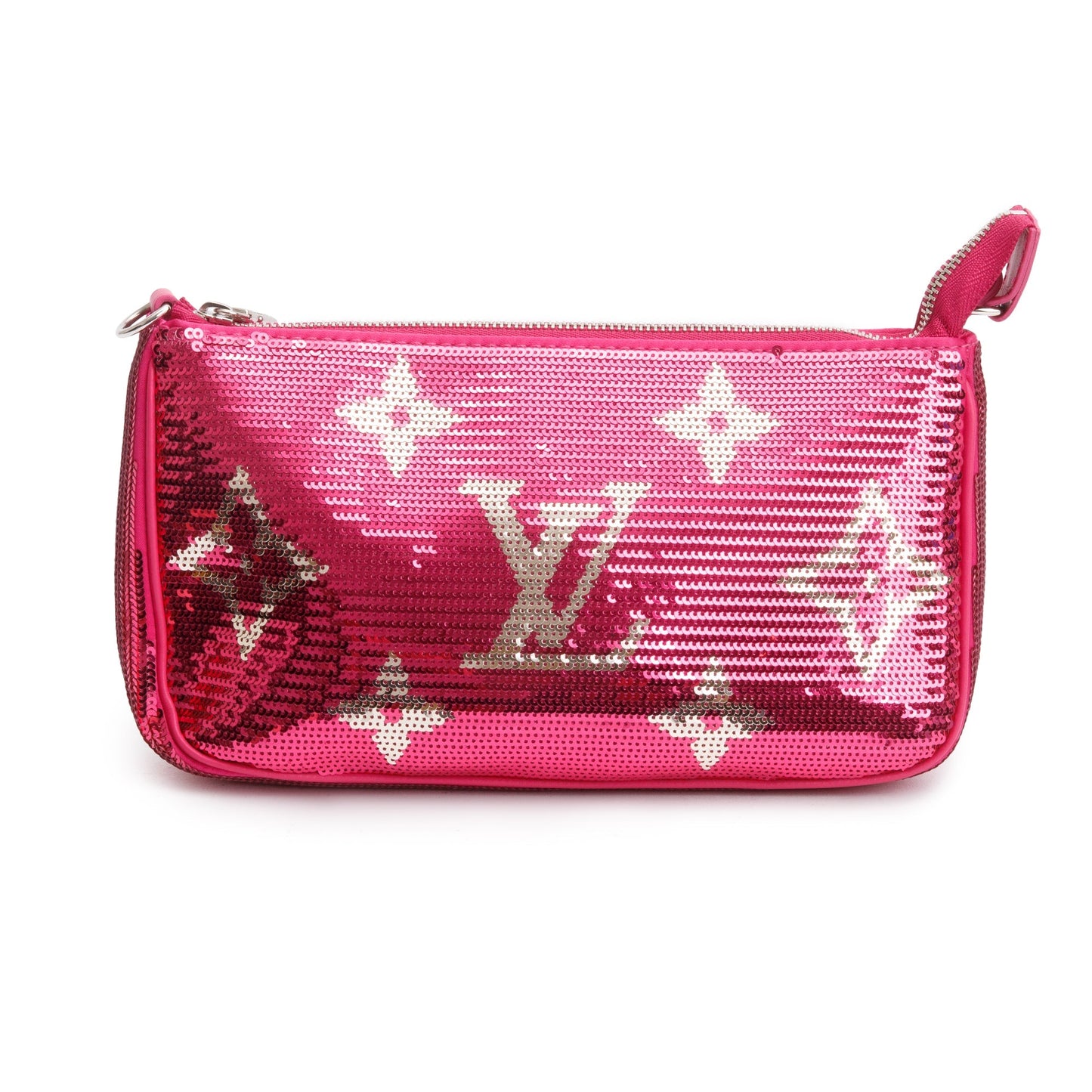 Louis Vuitton 2023 Fuchsia Silver Monogram Giant Sequins Pochette Accessoires