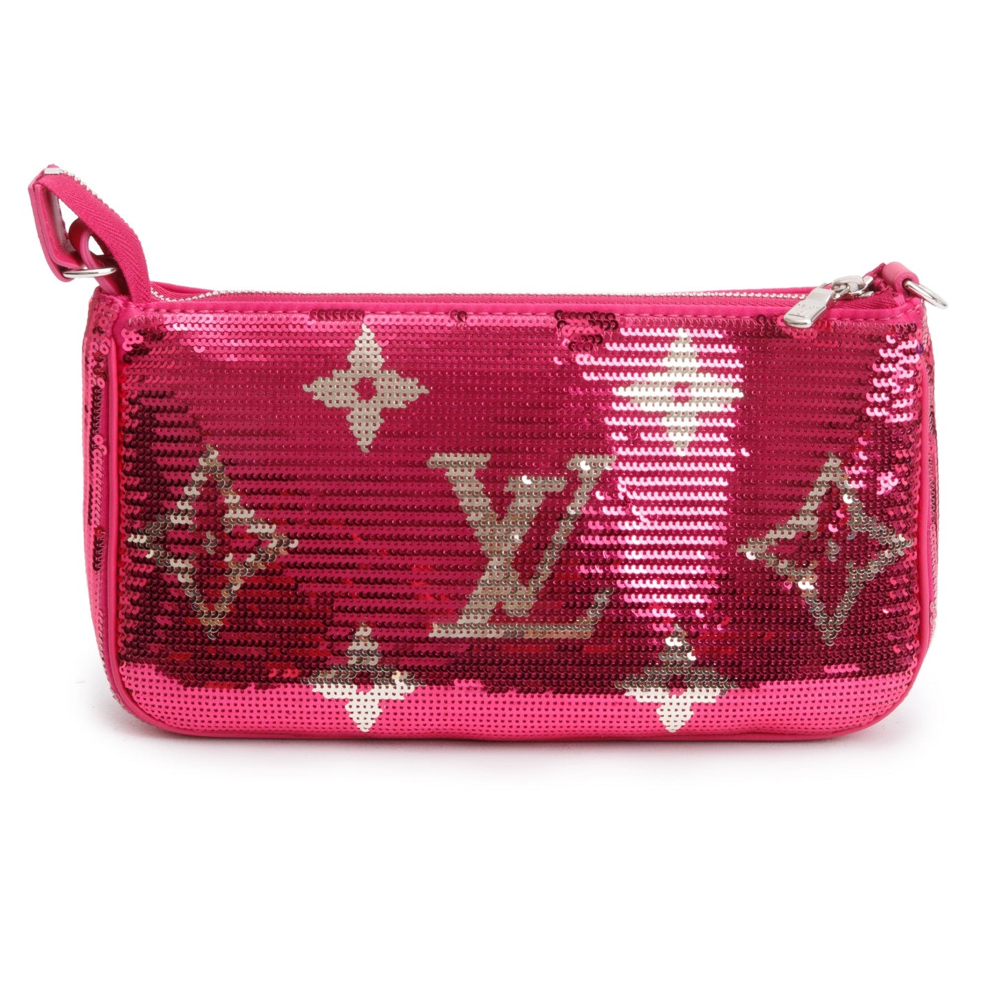 Louis Vuitton 2023 Fuchsia Silver Monogram Giant Sequins Pochette Accessoires
