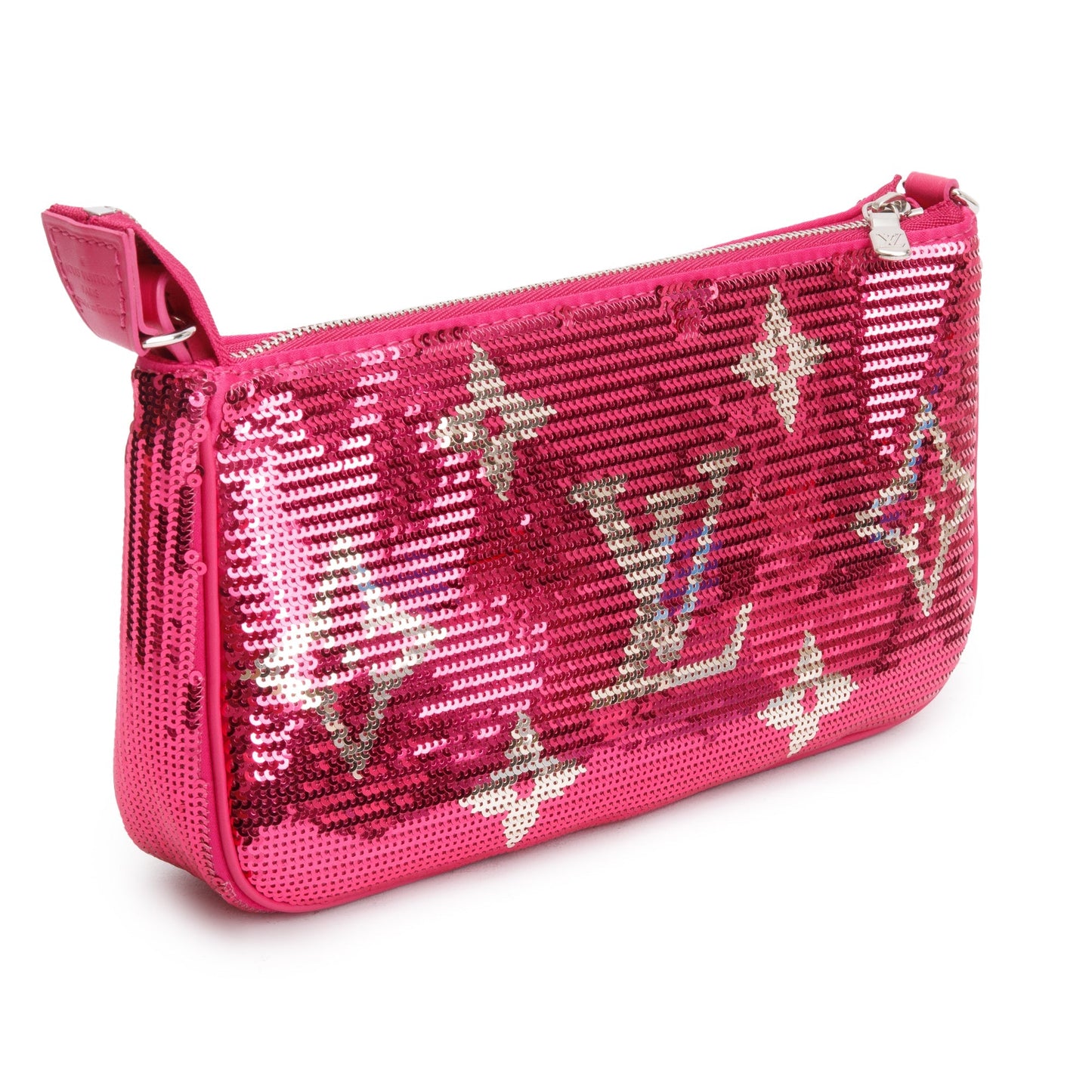 Louis Vuitton 2023 Fuchsia Silver Monogram Giant Sequins Pochette Accessoires