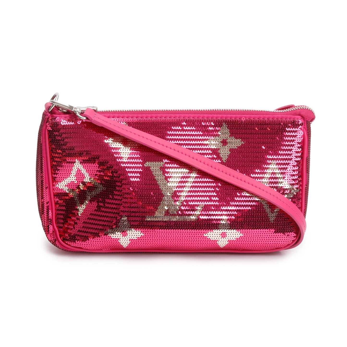 Louis Vuitton 2023 Fuchsia Silver Monogram Giant Sequins Pochette Accessoires