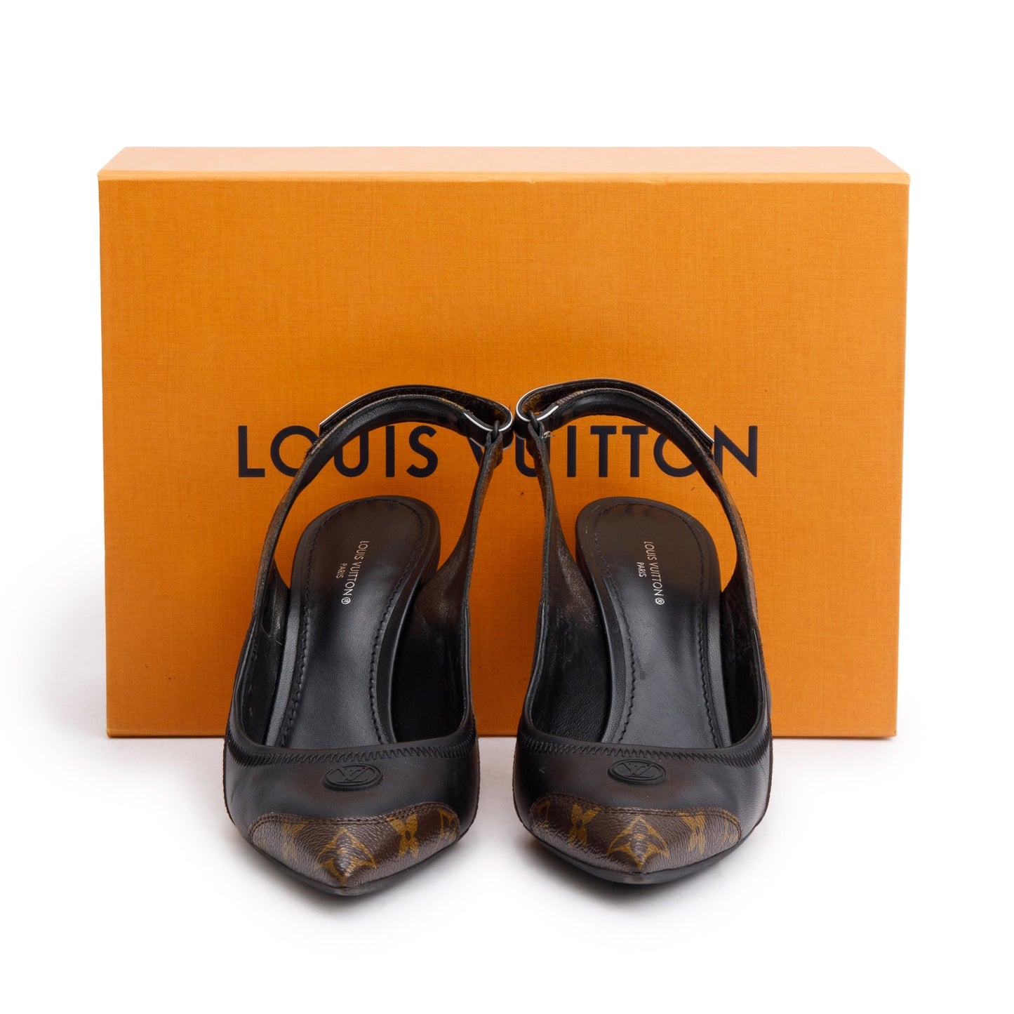 Louis Vuitton 2023 Monogram Trim Black Leather Rubber LV Archlight Pumps, Size 39