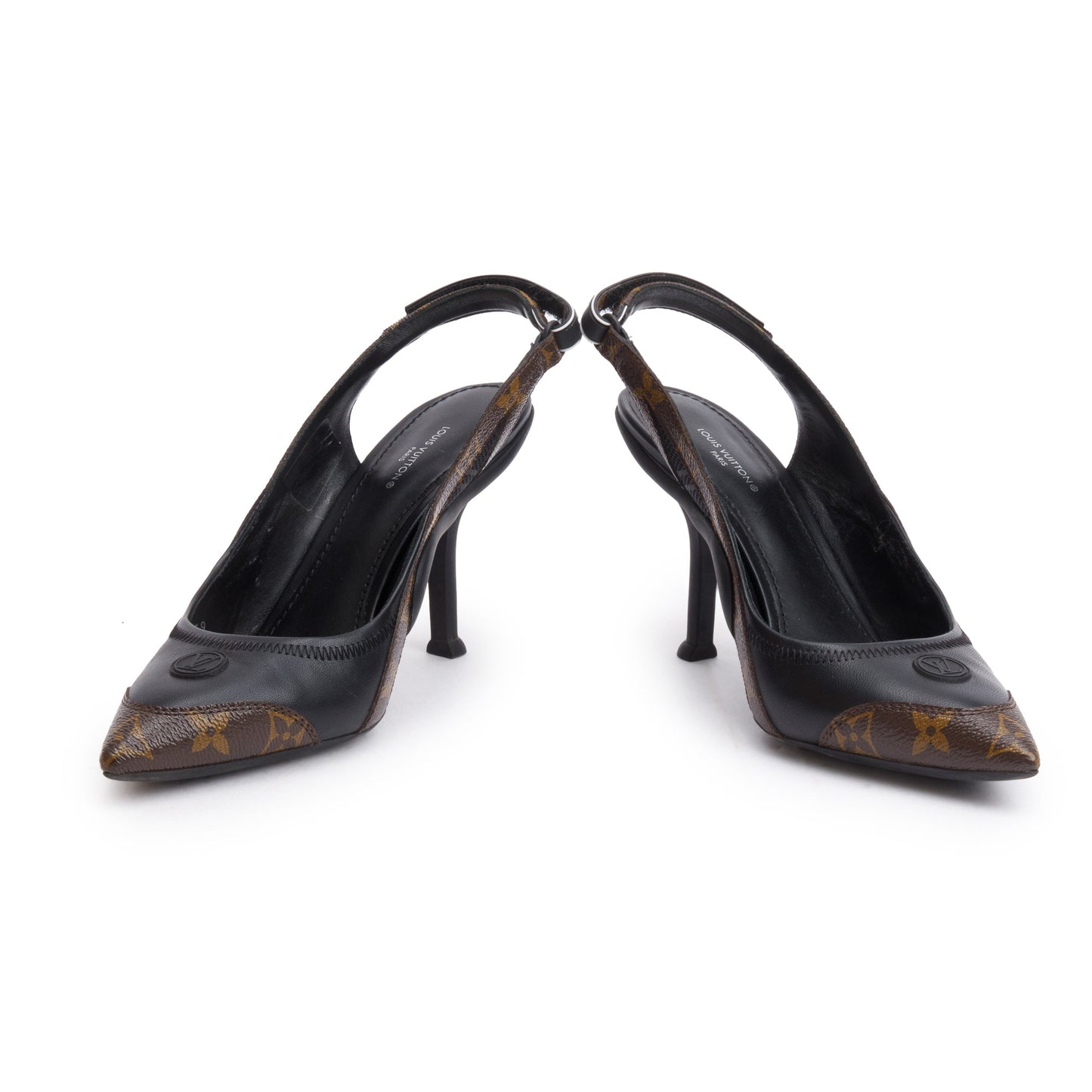 Louis Vuitton 2023 Monogram Trim Black Leather Rubber LV Archlight Pumps, Size 39