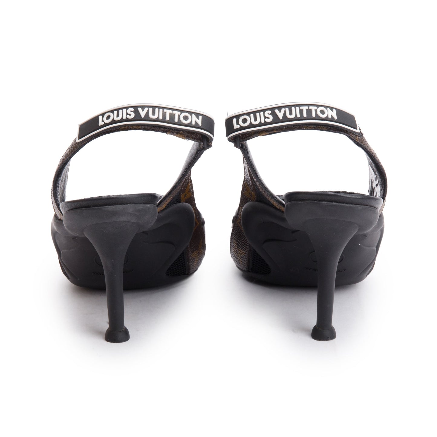 Louis Vuitton 2023 Monogram Trim Black Leather Rubber LV Archlight Pumps, Size 39