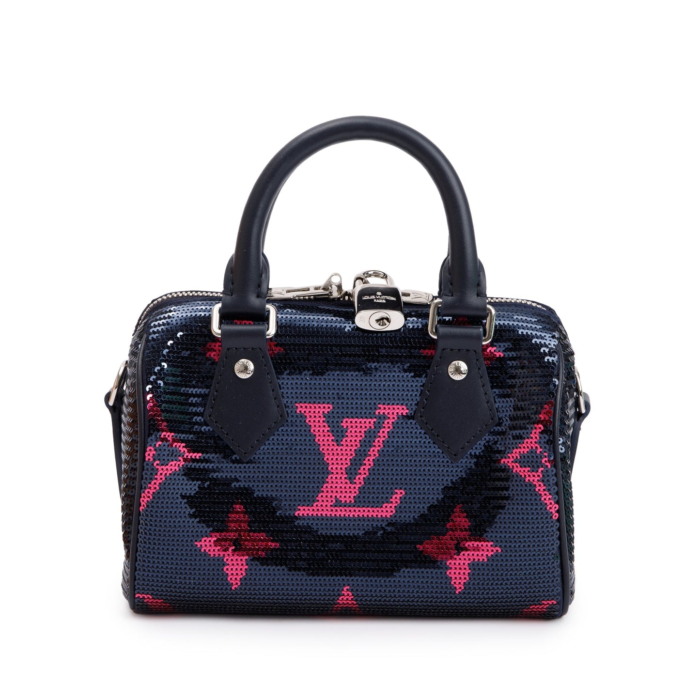 Louis Vuitton 2023 Navy Fuchsia Monogram Giant Sequins Speedy Bandouliere 18