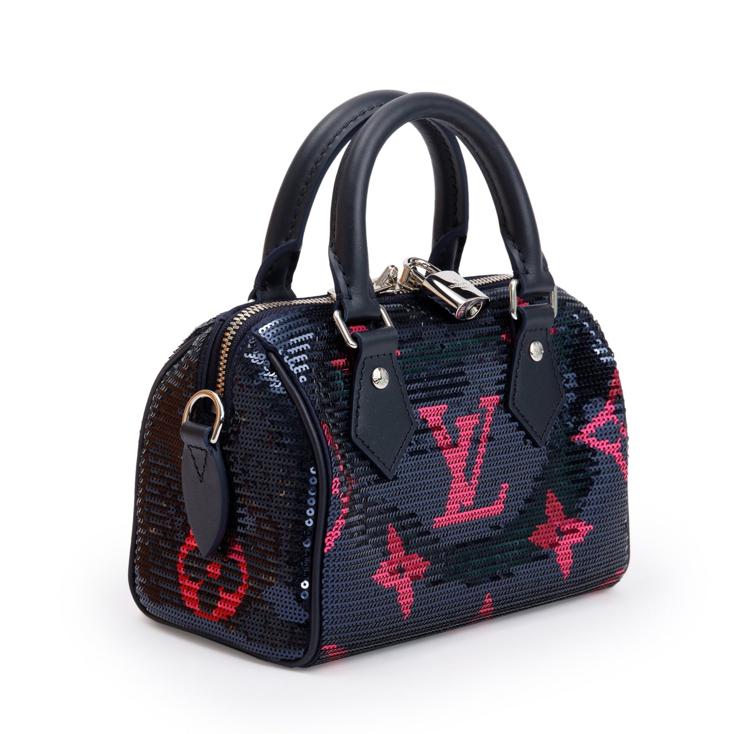 Louis Vuitton 2023 Navy Fuchsia Monogram Giant Sequins Speedy Bandouliere 18