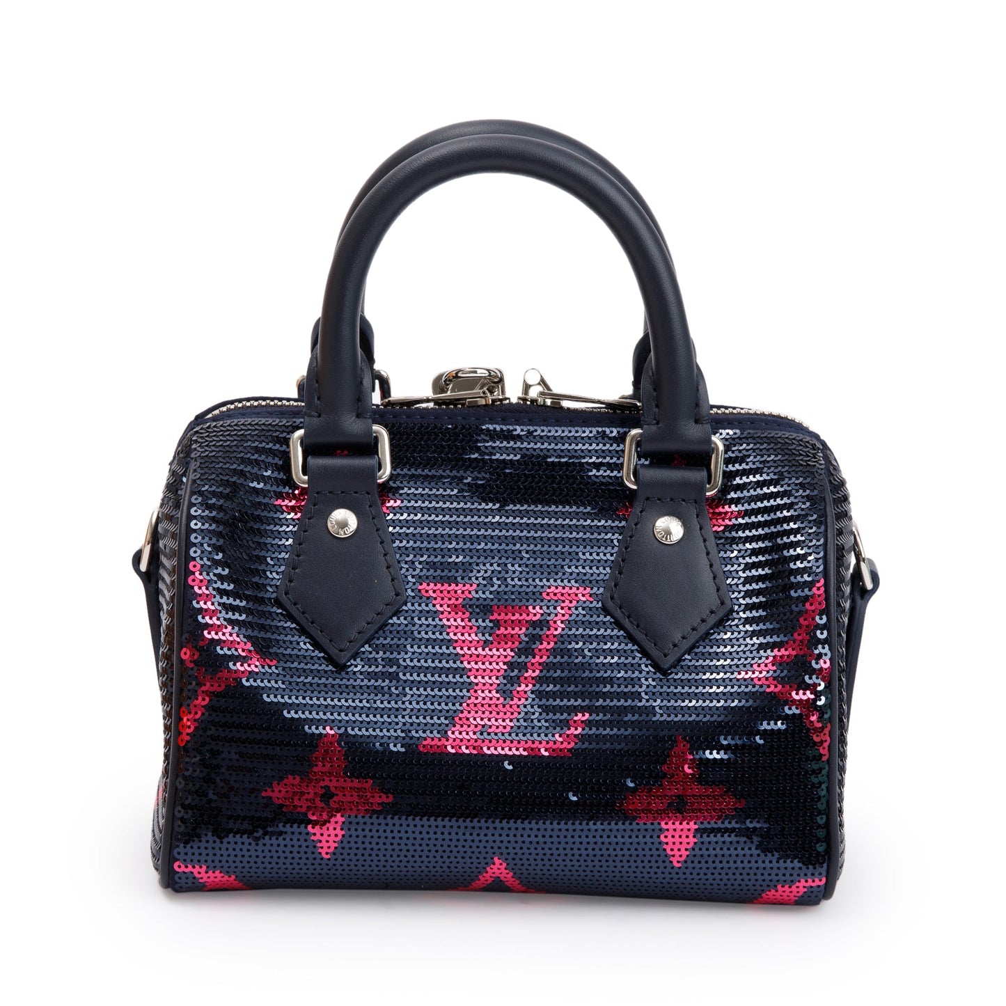 Louis Vuitton 2023 Navy Fuchsia Monogram Giant Sequins Speedy Bandouliere 18