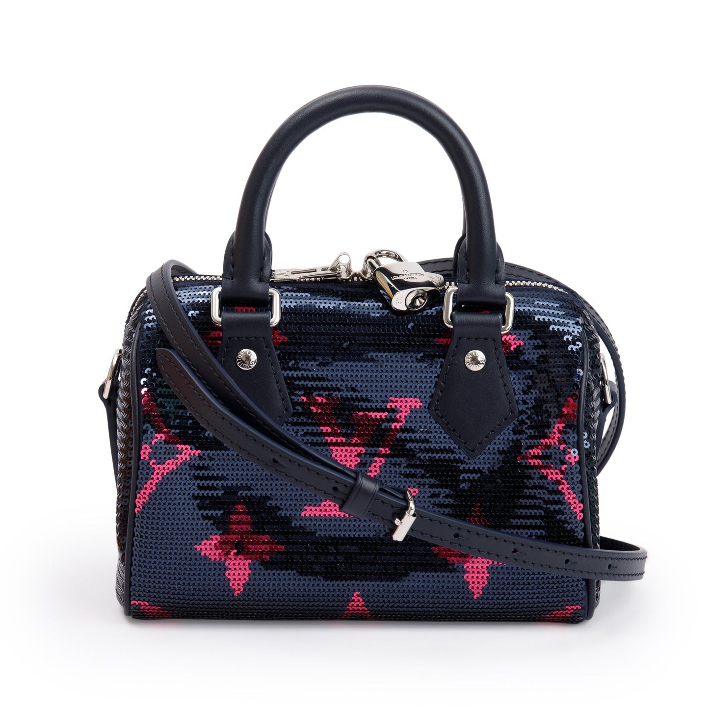 Louis Vuitton 2023 Navy Fuchsia Monogram Giant Sequins Speedy Bandouliere 18