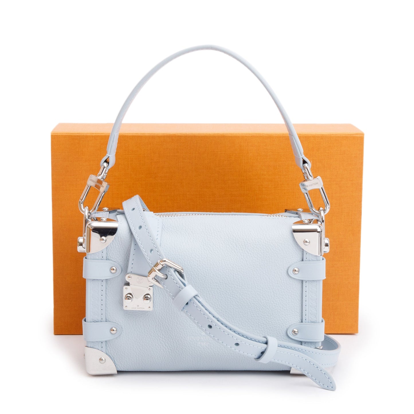 Louis Vuitton 2023 Olympe Blue Calfskin Leather Side Trunk PM