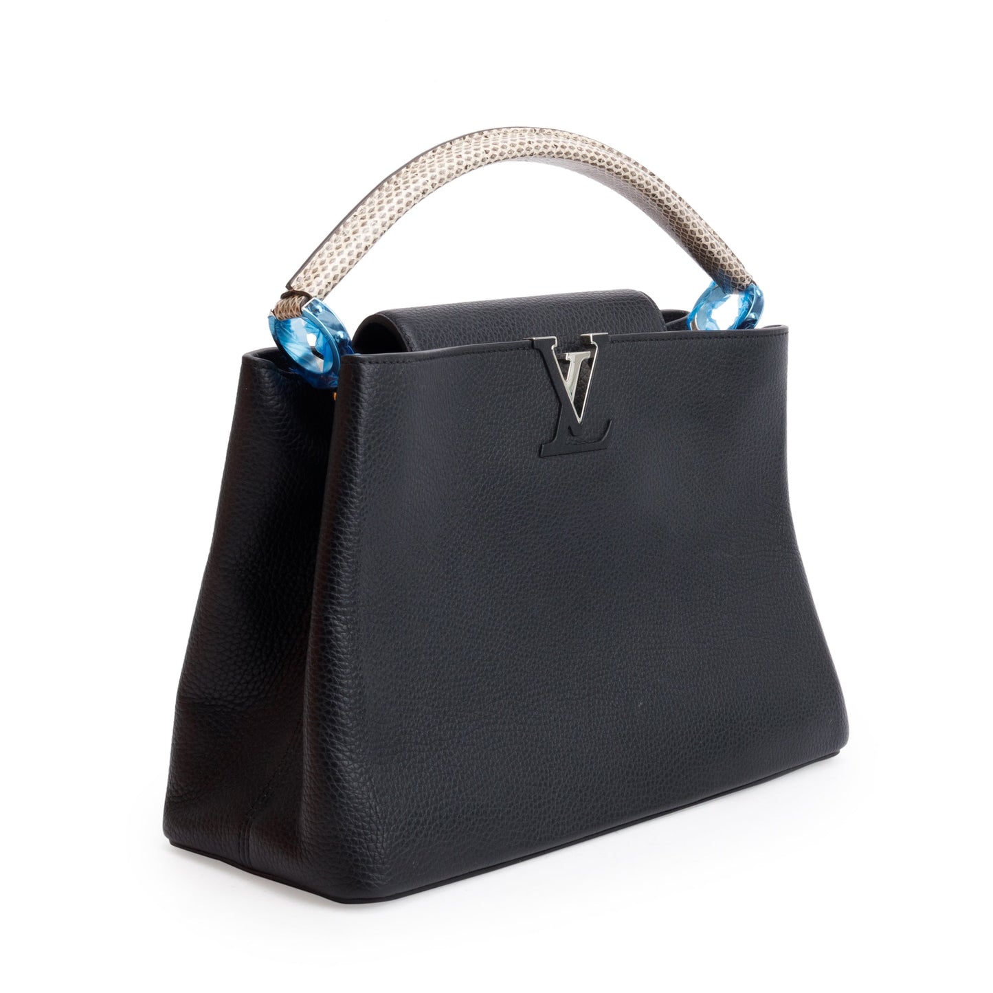 Louis Vuitton 2023 Python Trimmed Black Taurillon Capucines MM