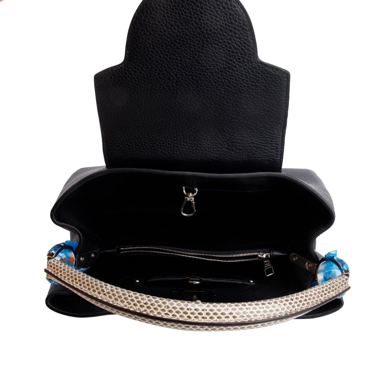 Louis Vuitton 2023 Python Trimmed Black Taurillon Capucines MM