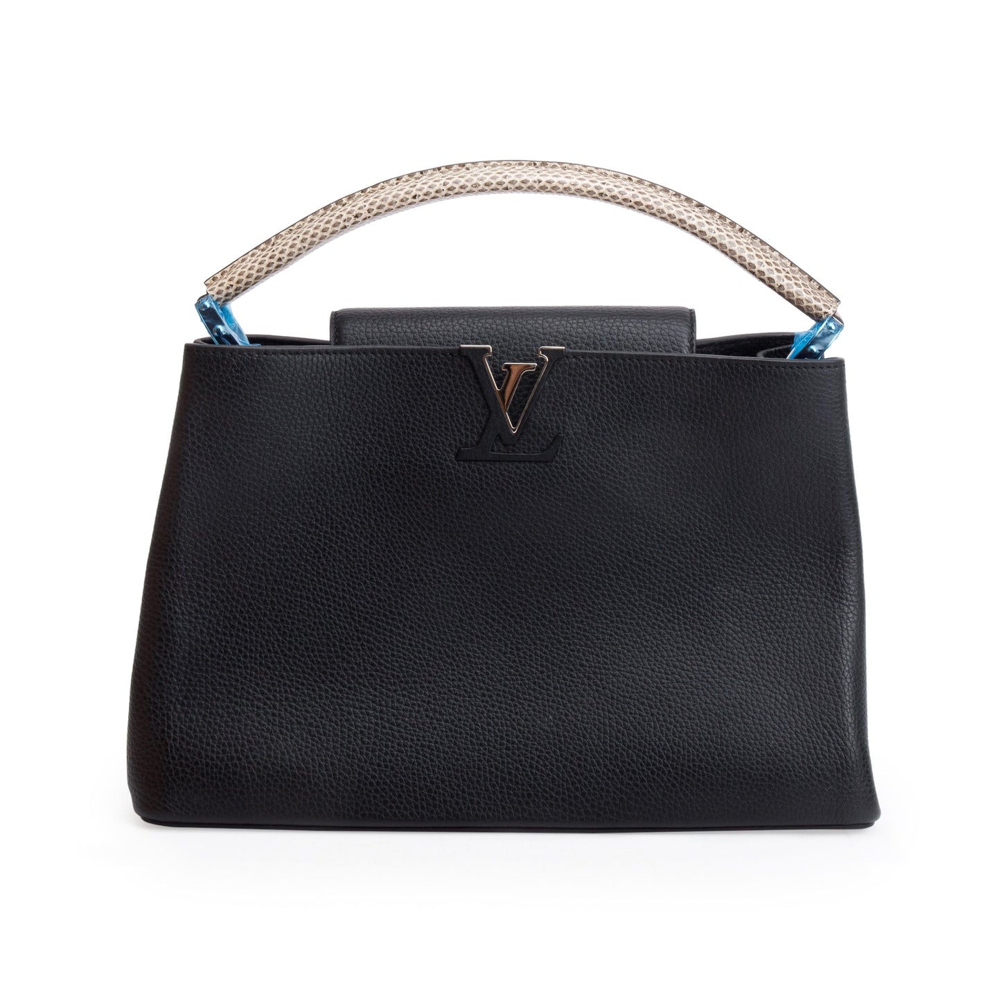 Louis Vuitton 2023 Python Trimmed Black Taurillon Capucines MM