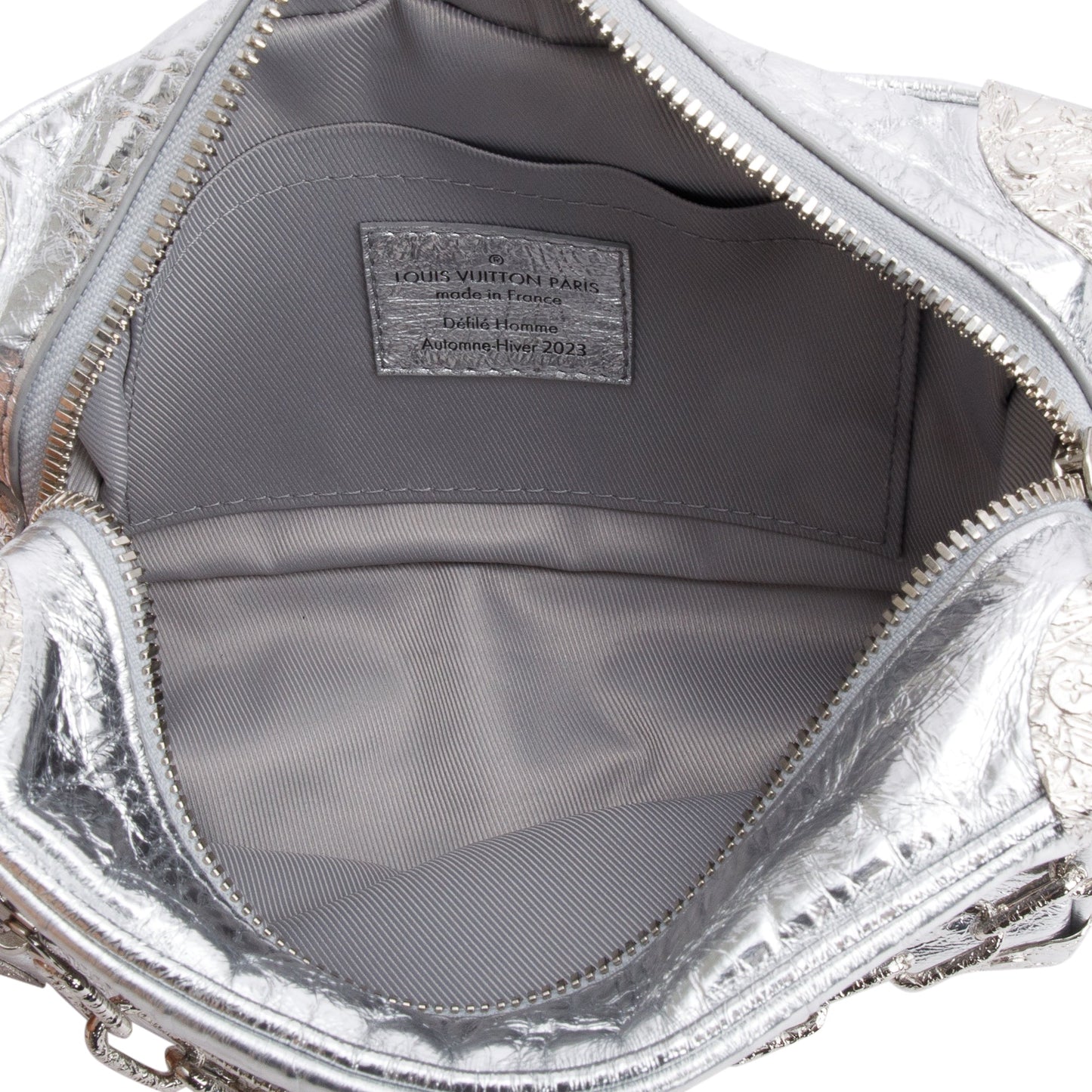 Louis Vuitton 2023 Silver Aluminum & Cowhide Leather Mini Soft Trunk Crushed Bag