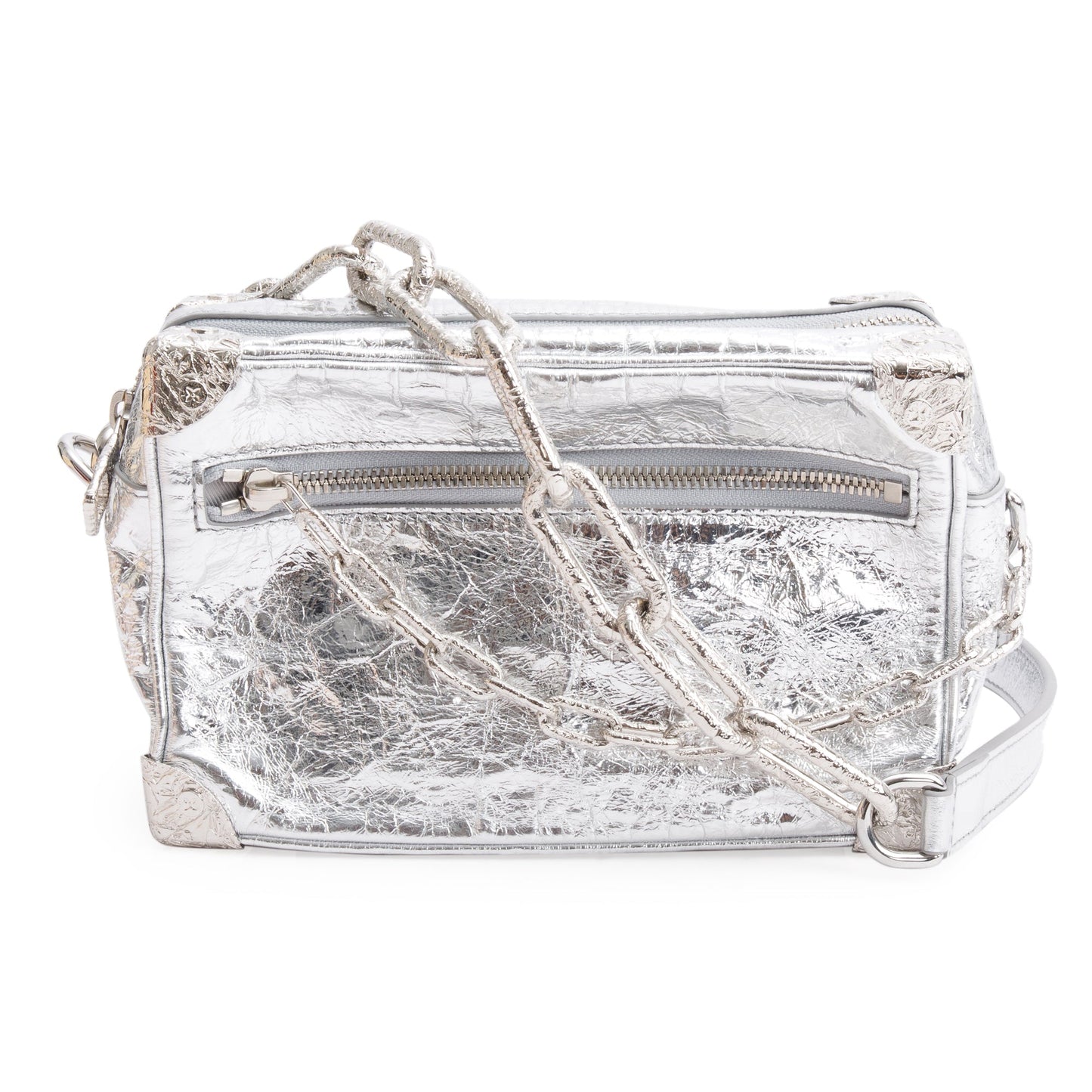 Louis Vuitton 2023 Silver Aluminum & Cowhide Leather Mini Soft Trunk Crushed Bag