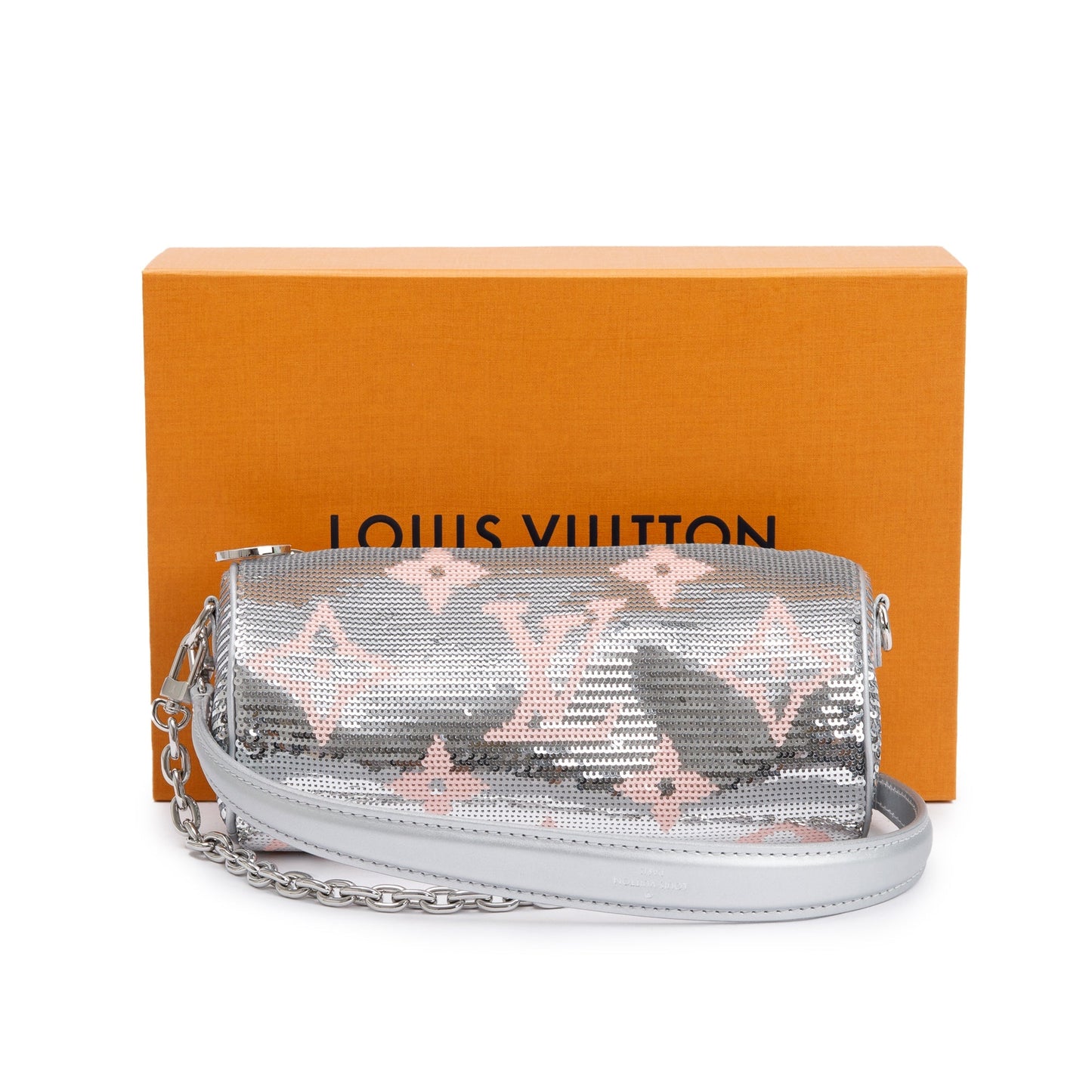 Louis Vuitton 2023 Silver Rose Monogram Giant Sequins Papillon Pouch