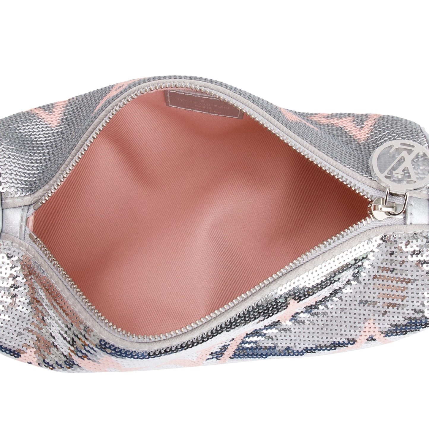 Louis Vuitton 2023 Silver Rose Monogram Giant Sequins Papillon Pouch