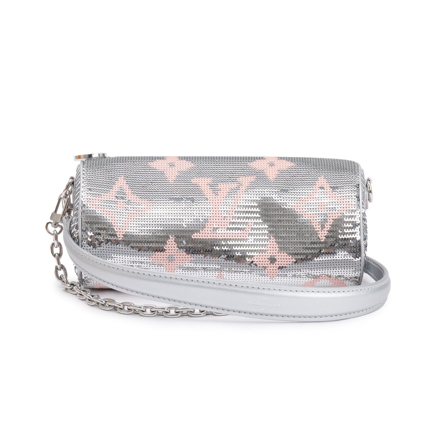 Louis Vuitton 2023 Silver Rose Monogram Giant Sequins Papillon Pouch