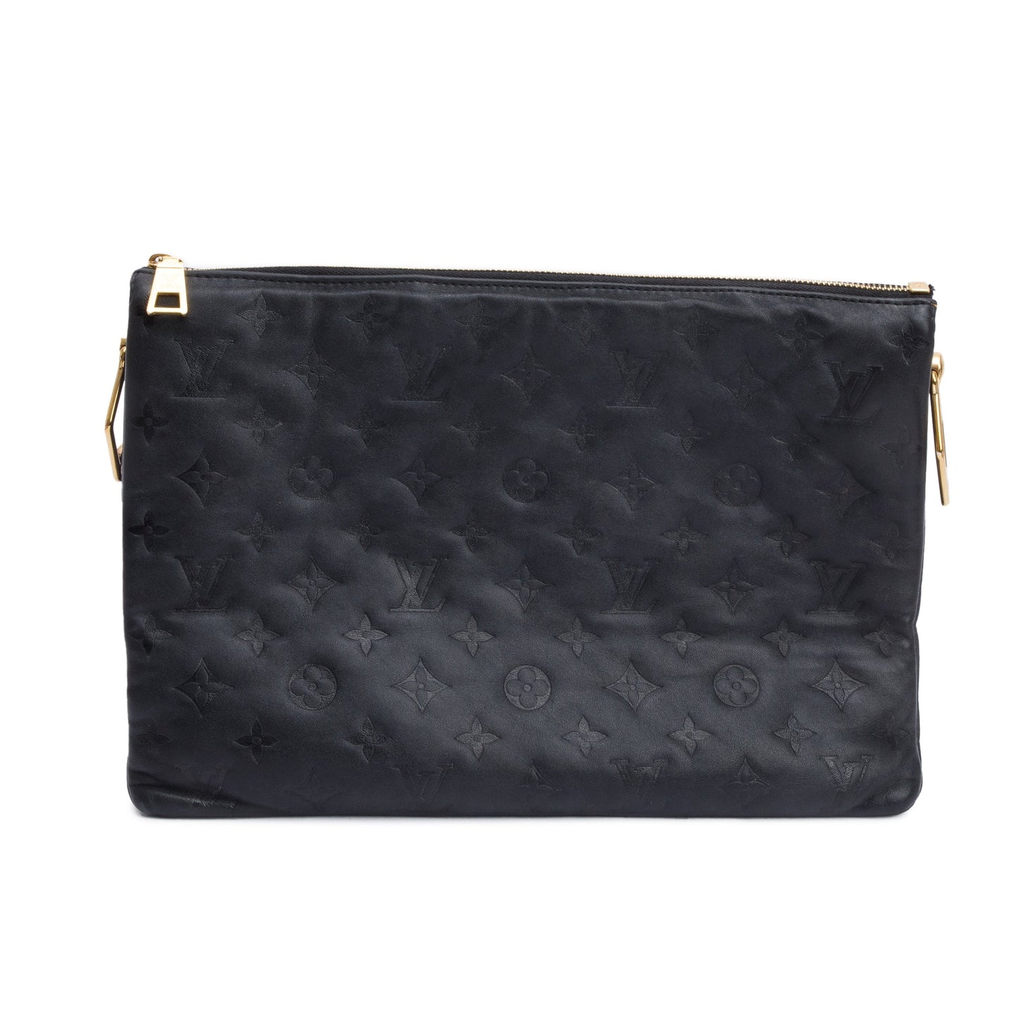 Louis Vuitton 2024 Black Monogram Embossed Lambskin Leather Coussin MM