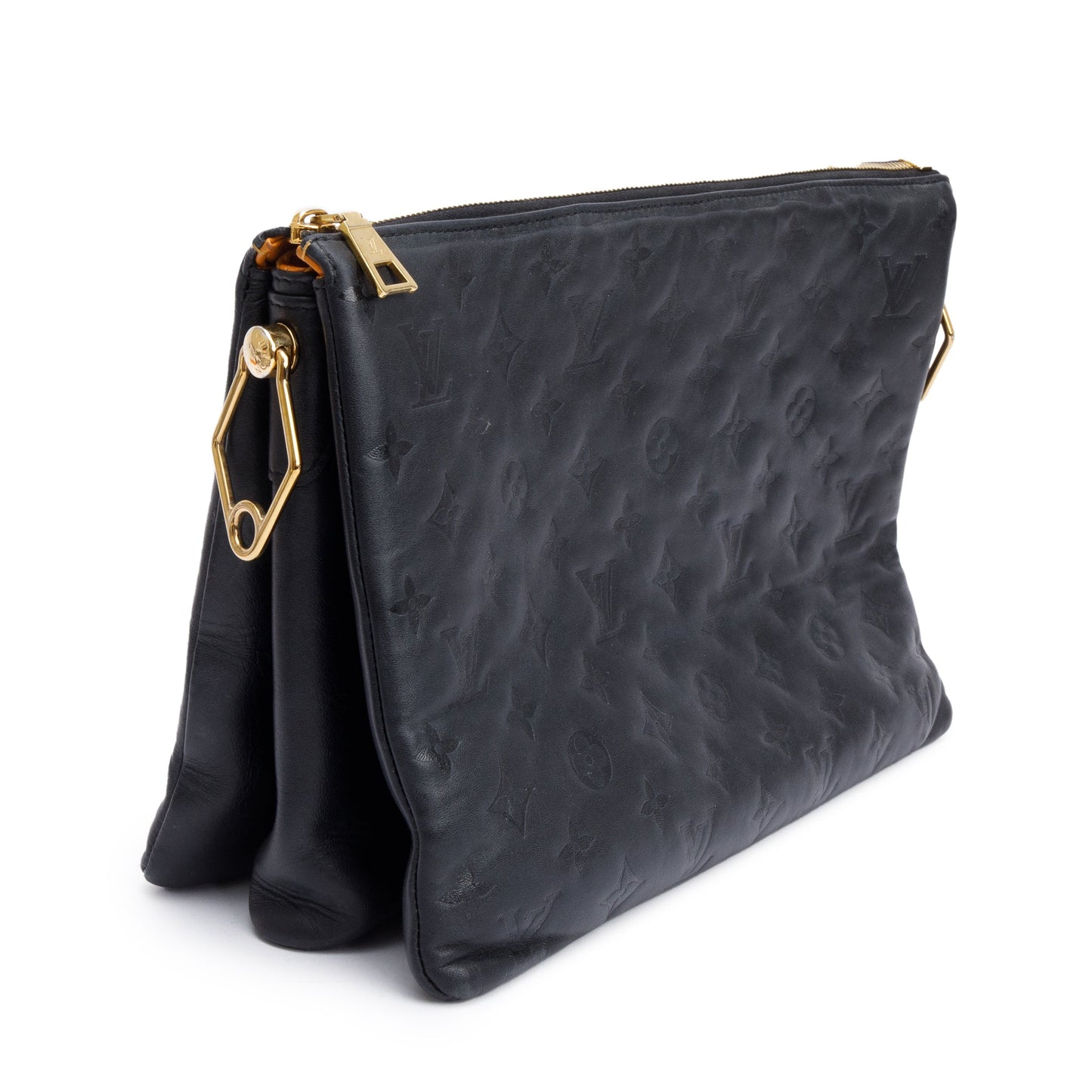 Louis Vuitton 2024 Black Monogram Embossed Lambskin Leather Coussin MM