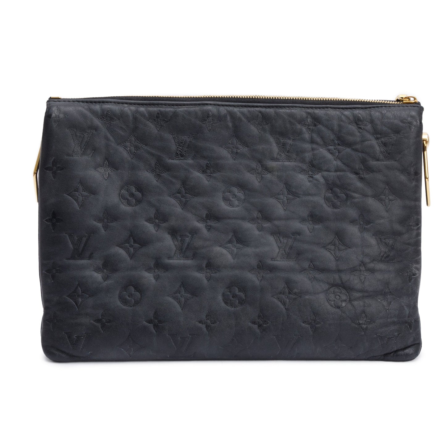 Louis Vuitton 2024 Black Monogram Embossed Lambskin Leather Coussin MM