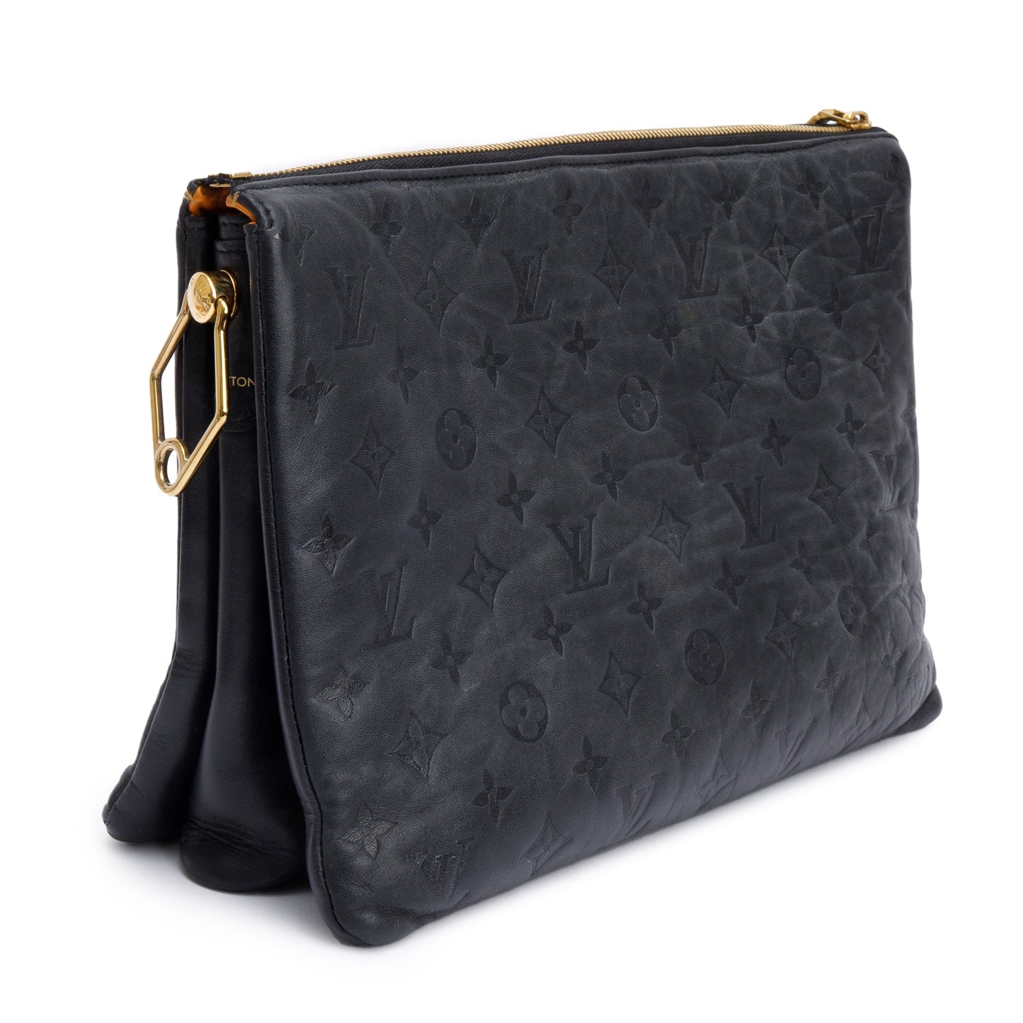 Louis Vuitton 2024 Black Monogram Embossed Lambskin Leather Coussin MM