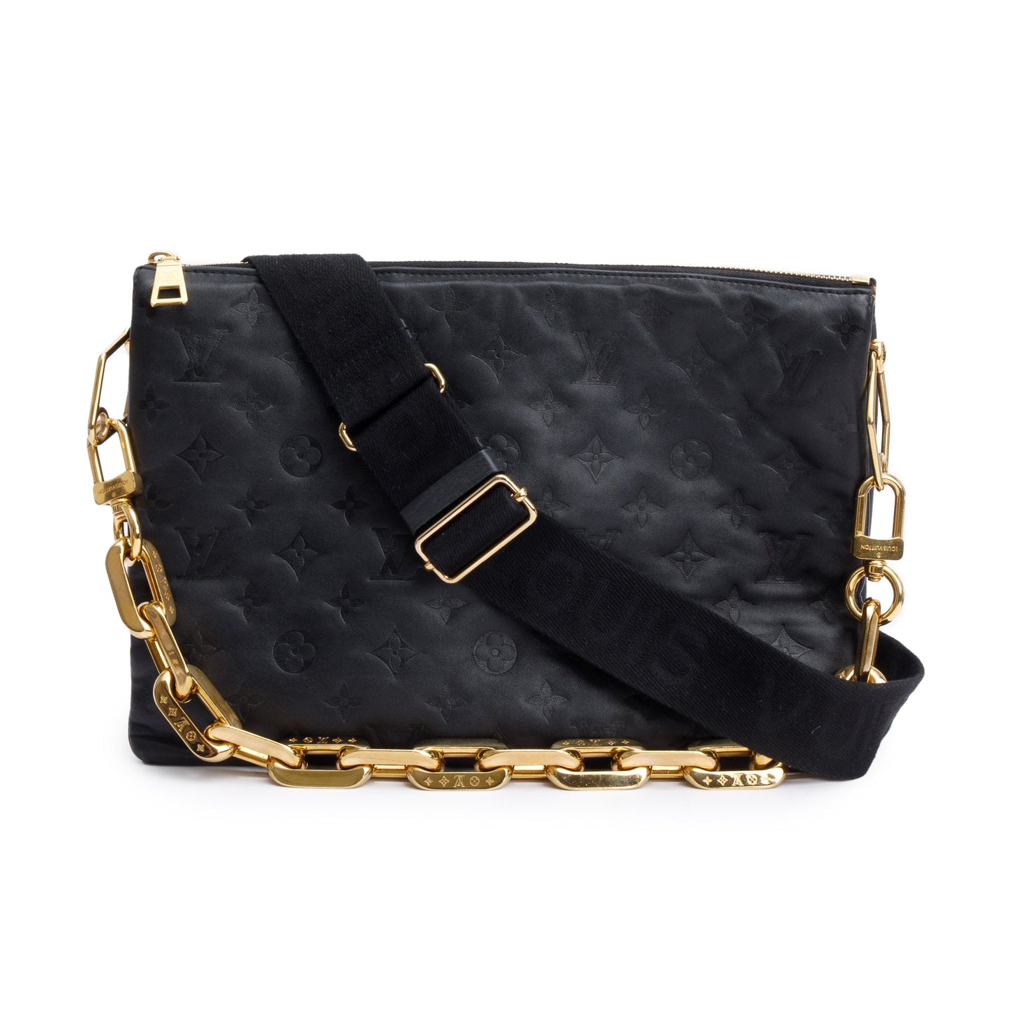 Louis Vuitton 2024 Black Monogram Embossed Lambskin Leather Coussin MM